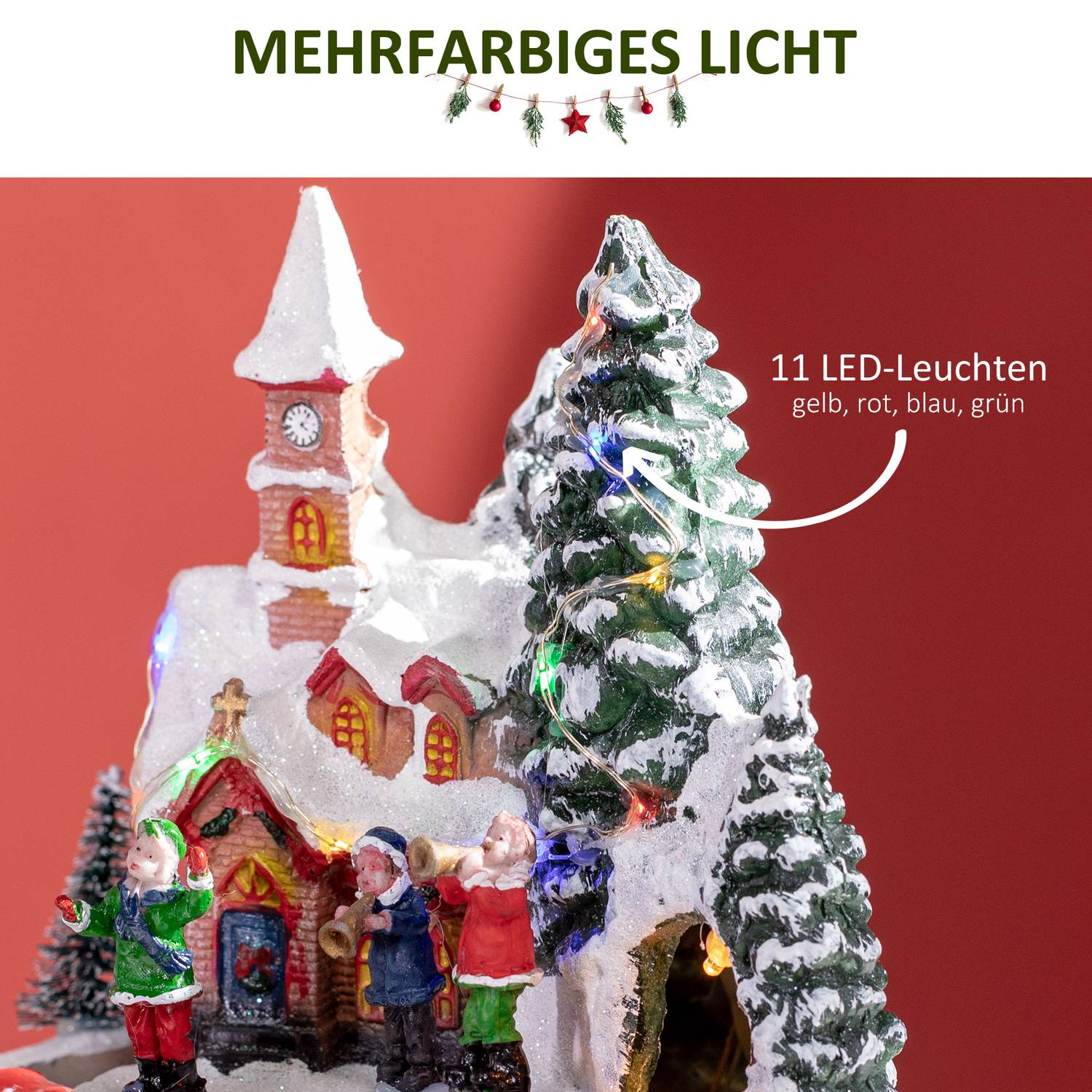 Vánoční vesnička s LED osvětlením a pohyblivým vláčkem