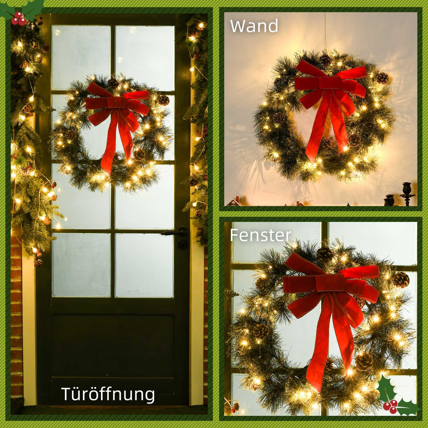 Julgrankrans, 60cm, grön, hängande öljett