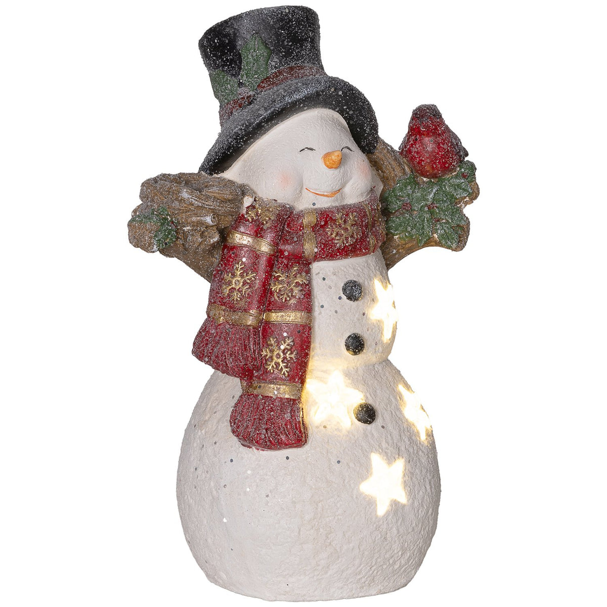 Vánoční figurka sněhuláka s LED osvětlením, 38 cm, do interiéru i exteriéru