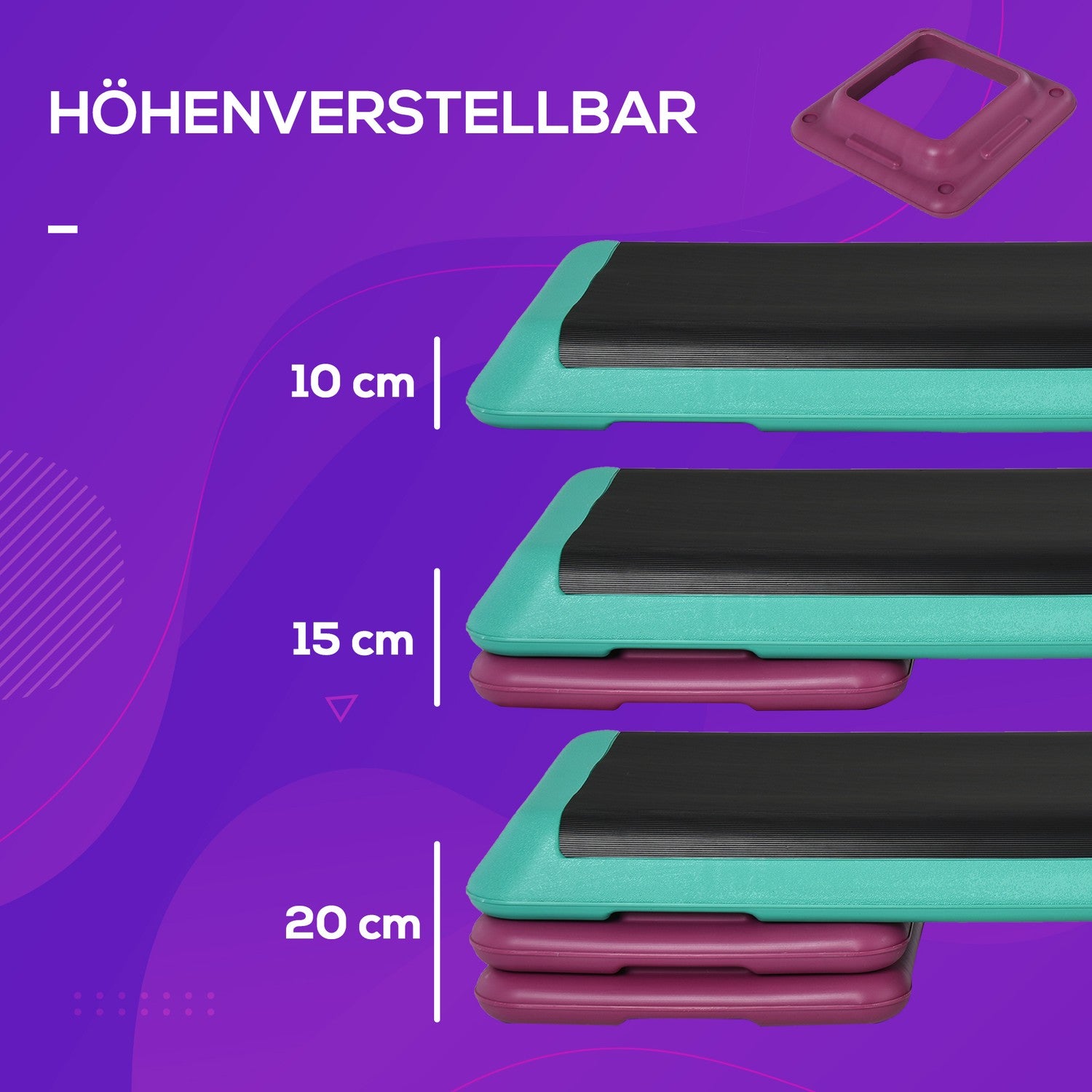 Justerbar Aerobic Stepper, Anti-Slip yta, 3 höjder