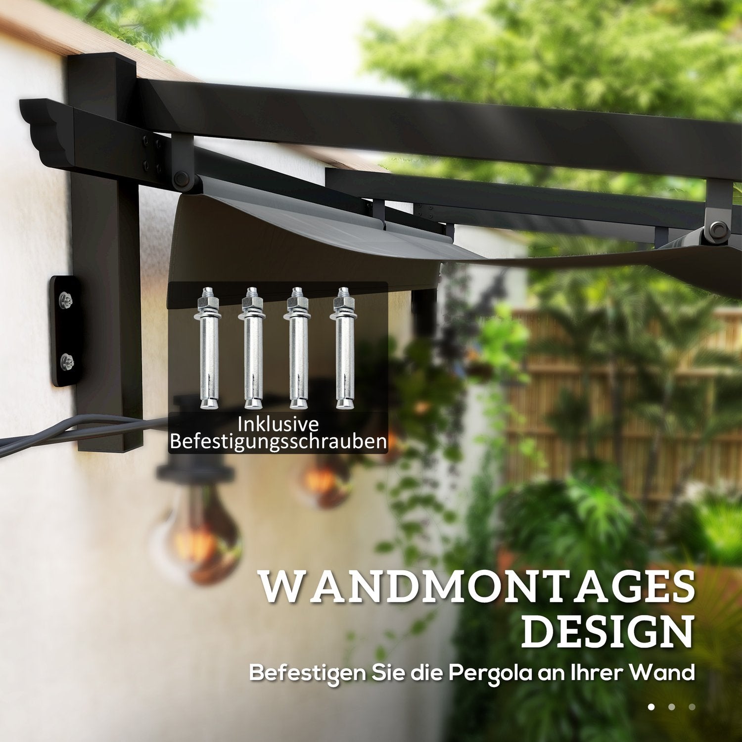 Nastavitelná hliníková pergola, 3x3m, tmavě šedá, ochrana proti slunci