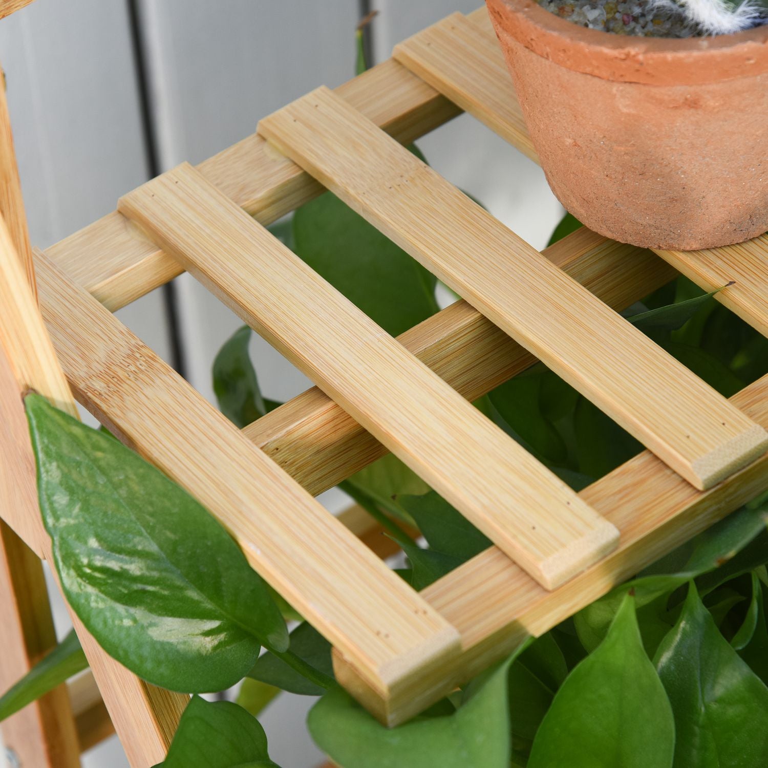 Justerbar bambu växtställ – inomhus utomhus blomsterstegehylla