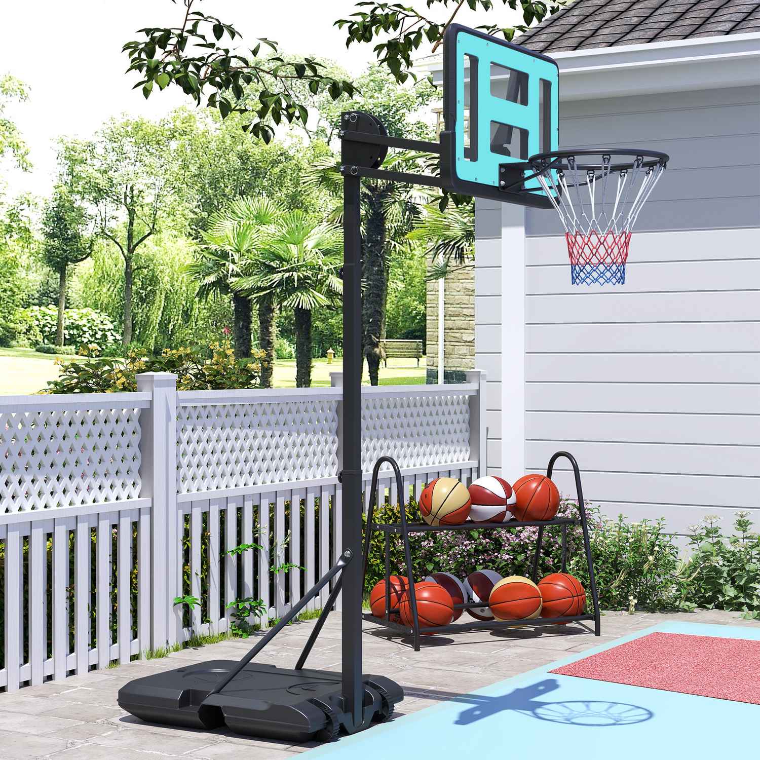 Nastavitelný basketbalový koš se stojanem, 146–236 cm, přenosný