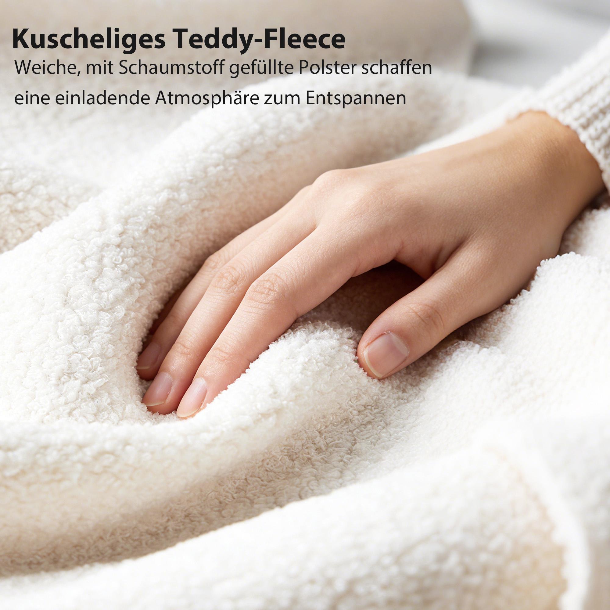 Justerbar dubbelsängram med huvudgavel i teddyfleece