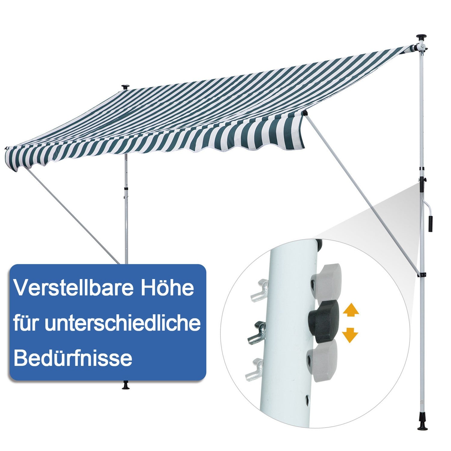 Justerbar hopfällbar markis, aluminium solskydd, 300x150 cm