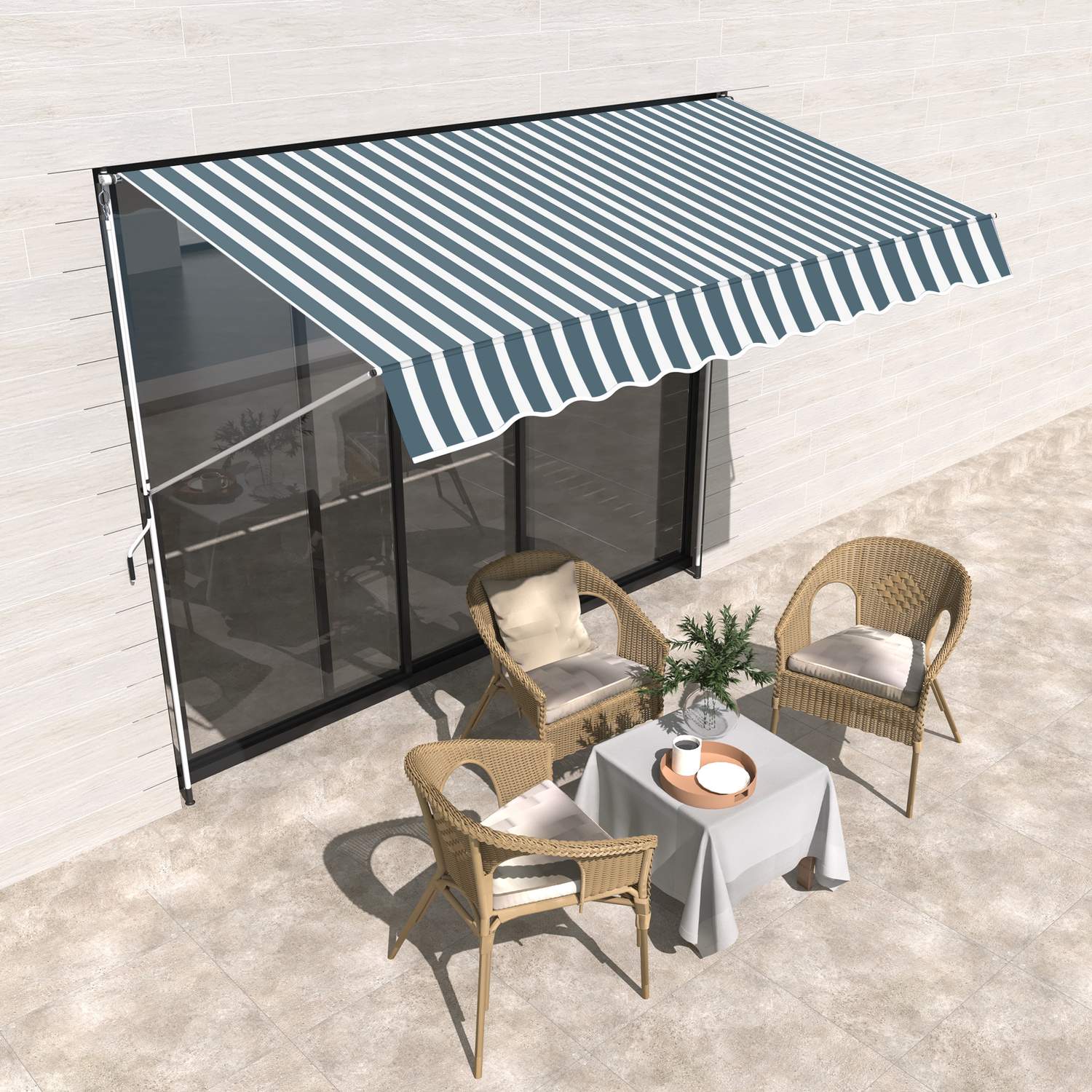 Justerbar hopfällbar markis, aluminium solskydd, 300x150 cm