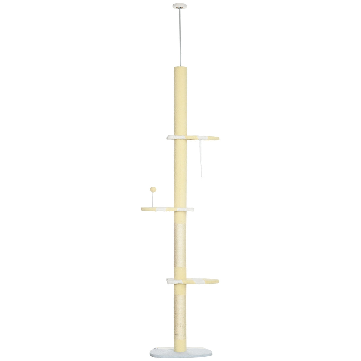 Nastavitelný škrabací sloupek pro kočky s míčkem na hraní, 220-260 cm