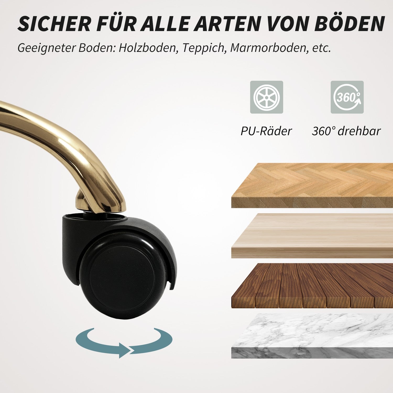 Justerbar kontorsstol i linnestil, beige med guldben