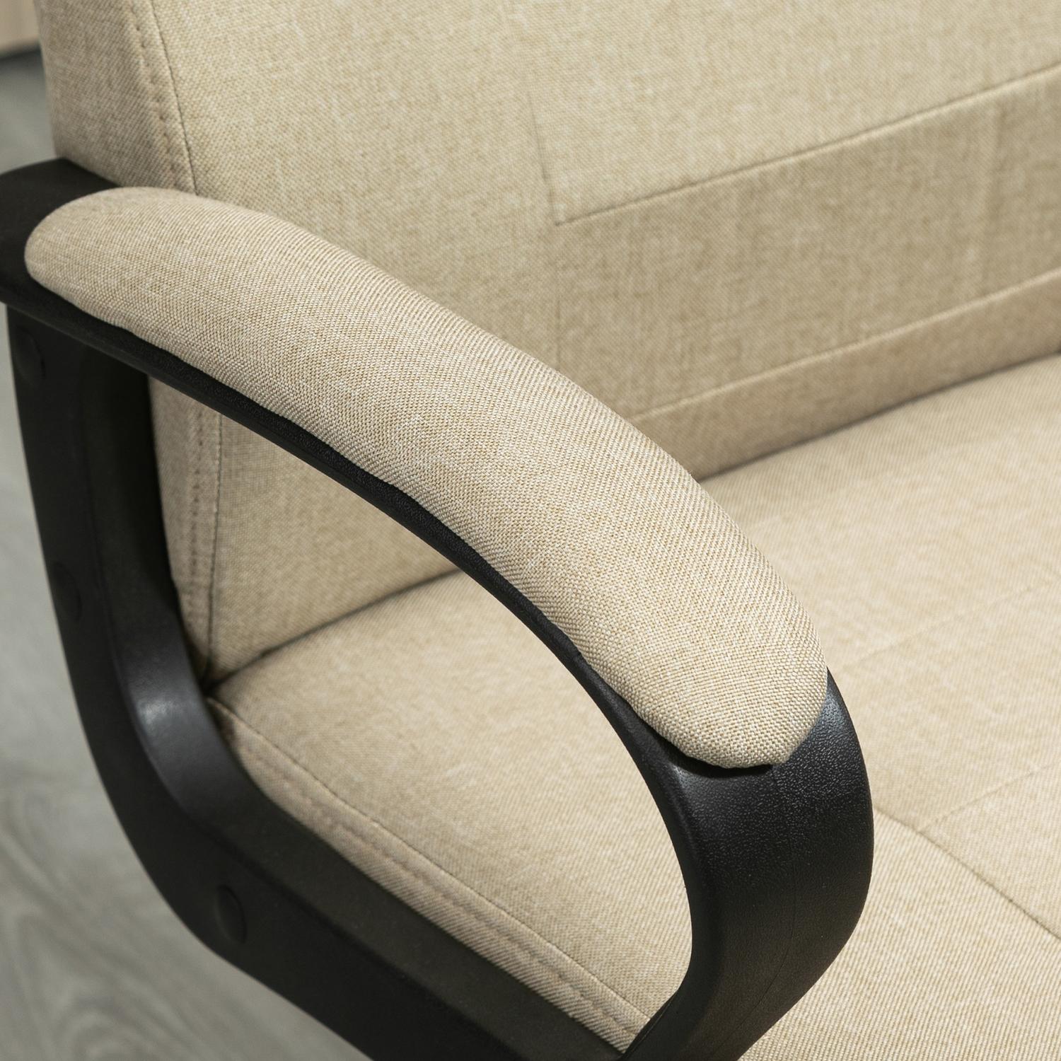 Justerbar kontorsstol, linnelook, beige, vridbar, 5 hjul