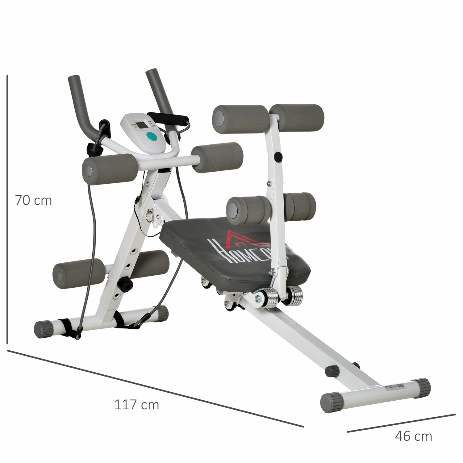 Nastavitelná lavice na posilování břišních svalů, LCD displej, ocel, nosnost 100 kg