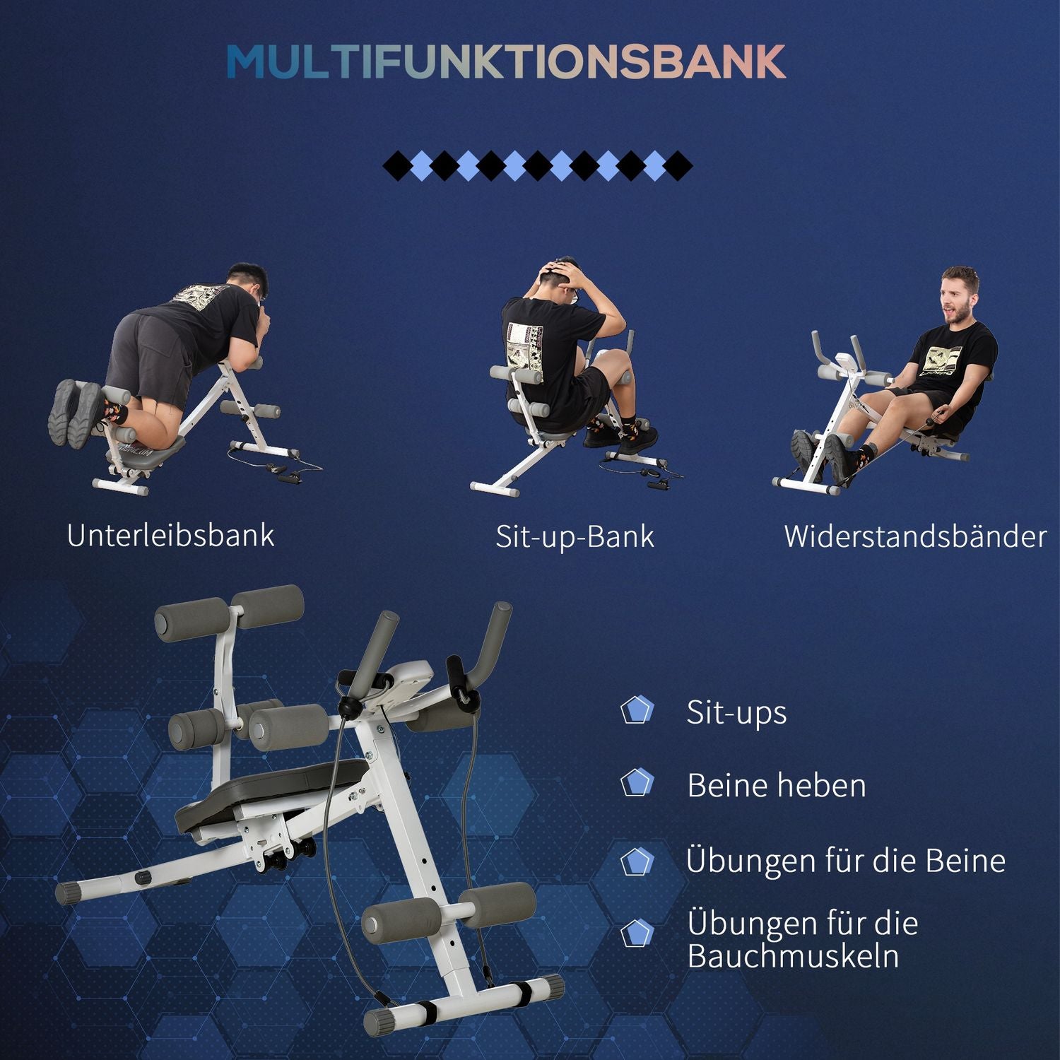 Nastavitelná lavice na posilování břišních svalů, LCD displej, ocel, nosnost 100 kg