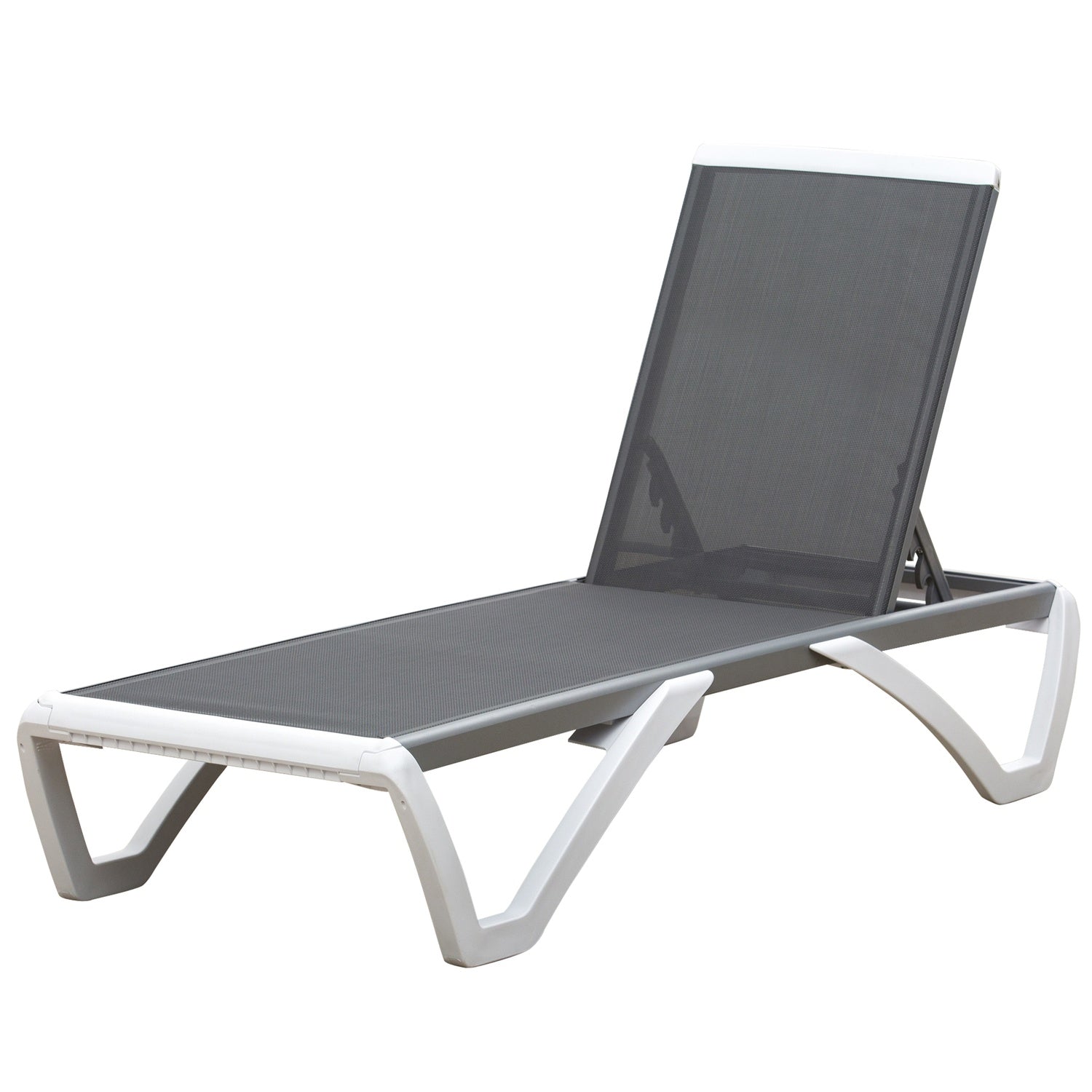 Justerbar solstol i aluminium – Ergonomisk grå/vit