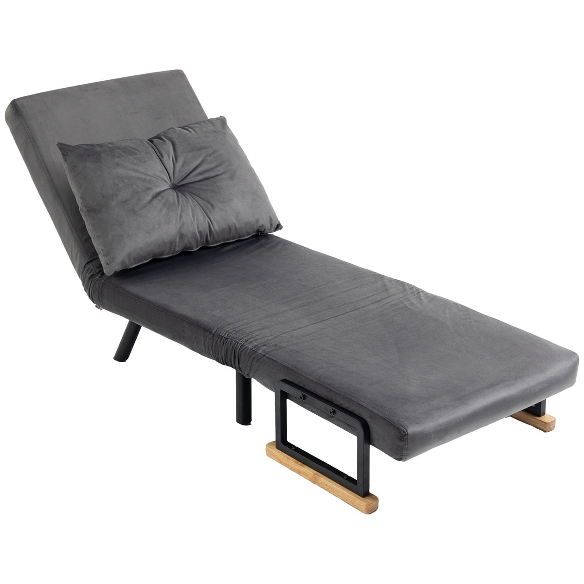 Nastavitelné relaxační křeslo, sametový vzhled, tmavě šedé