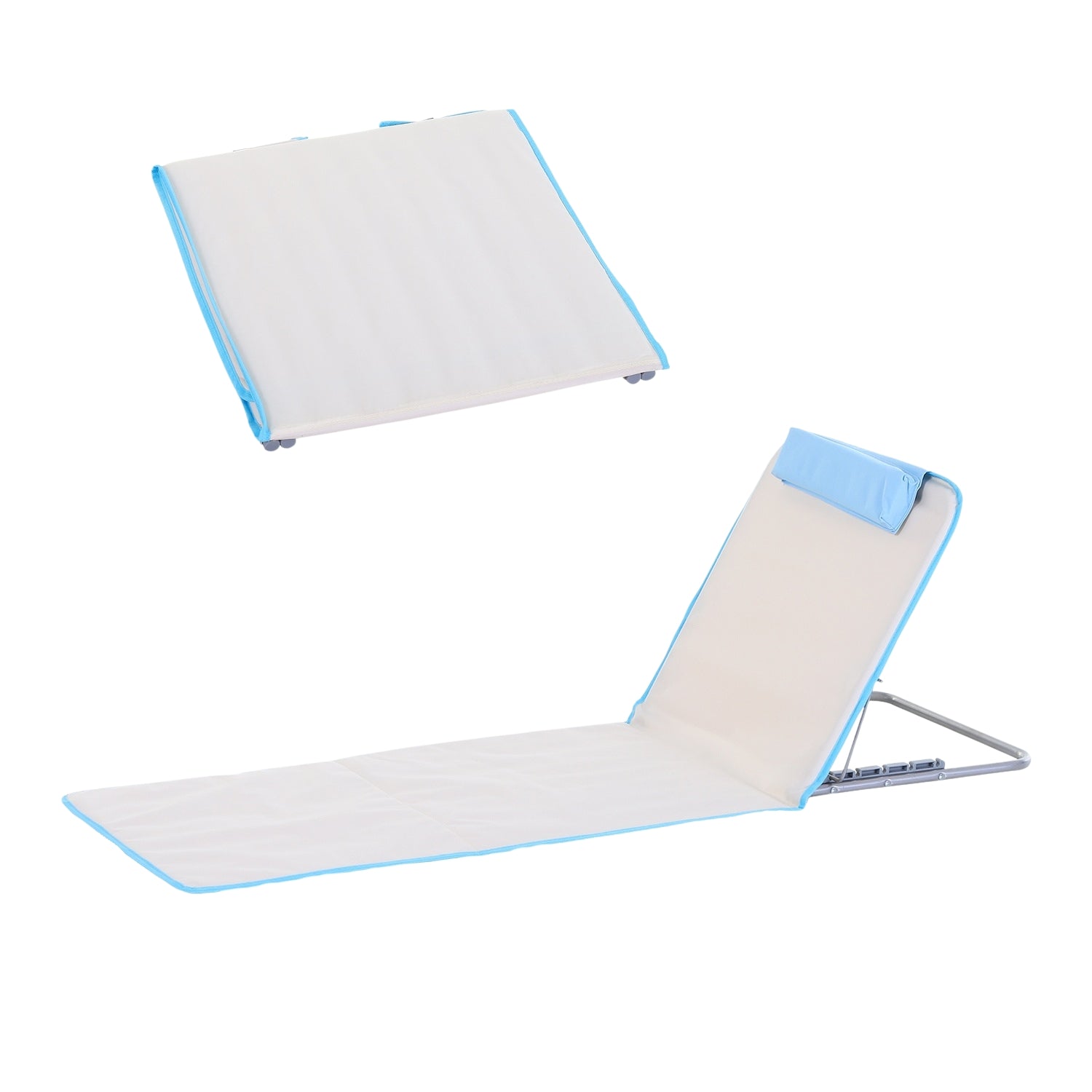 Nastavitelné plážové lehátko z oceli, skládací béžové, 134x48x33-43cm