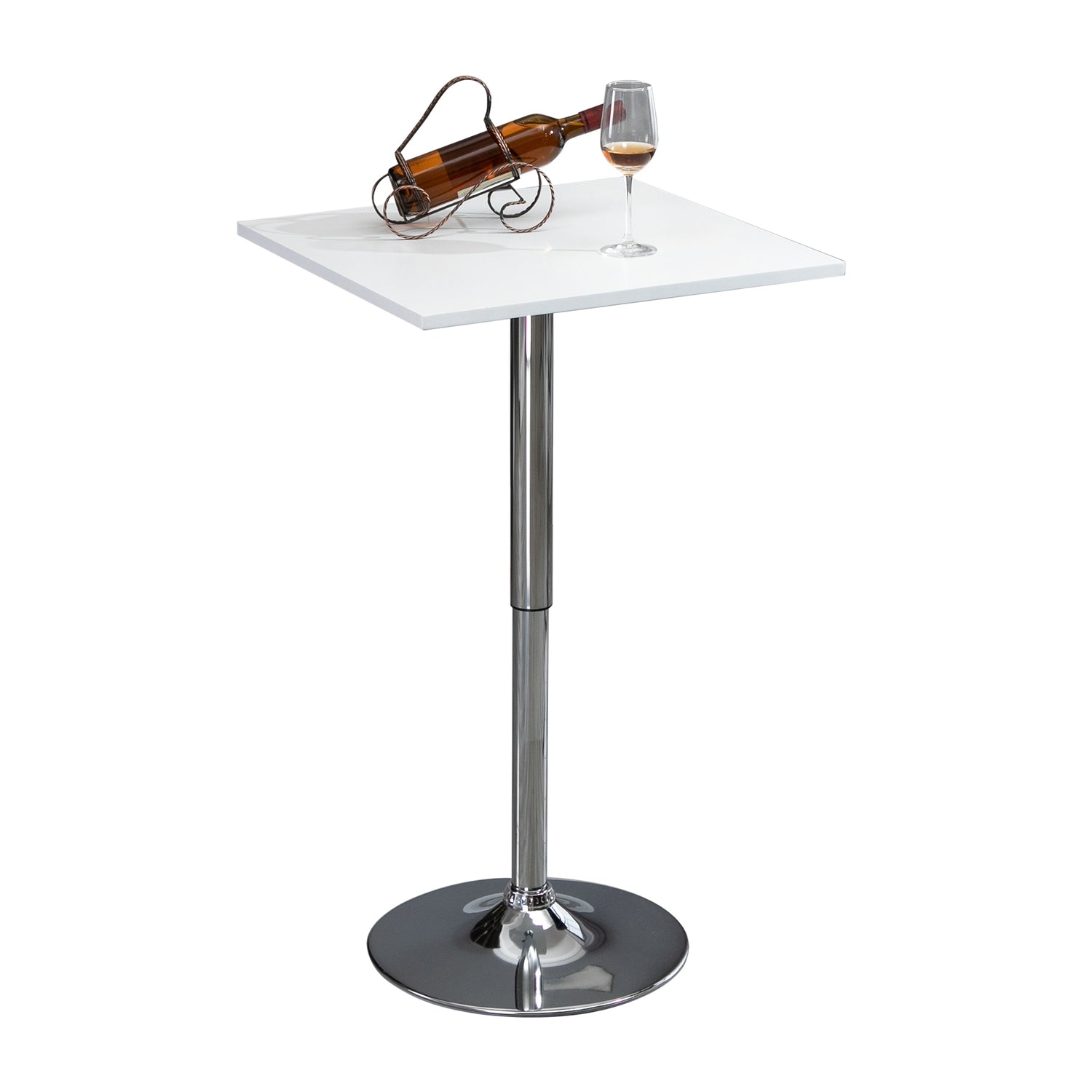 Justerbart Barbord – Fyrkantigt, 69-91 cm, Vit/Silver