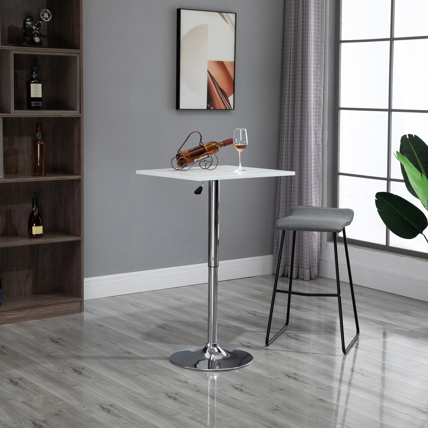 Justerbart Barbord – Fyrkantigt, 69-91 cm, Vit/Silver