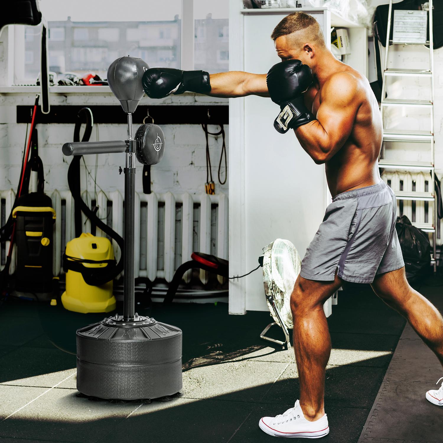 Nastavitelný boxovací stojan s reflexní tyčí, HDPE a kůží