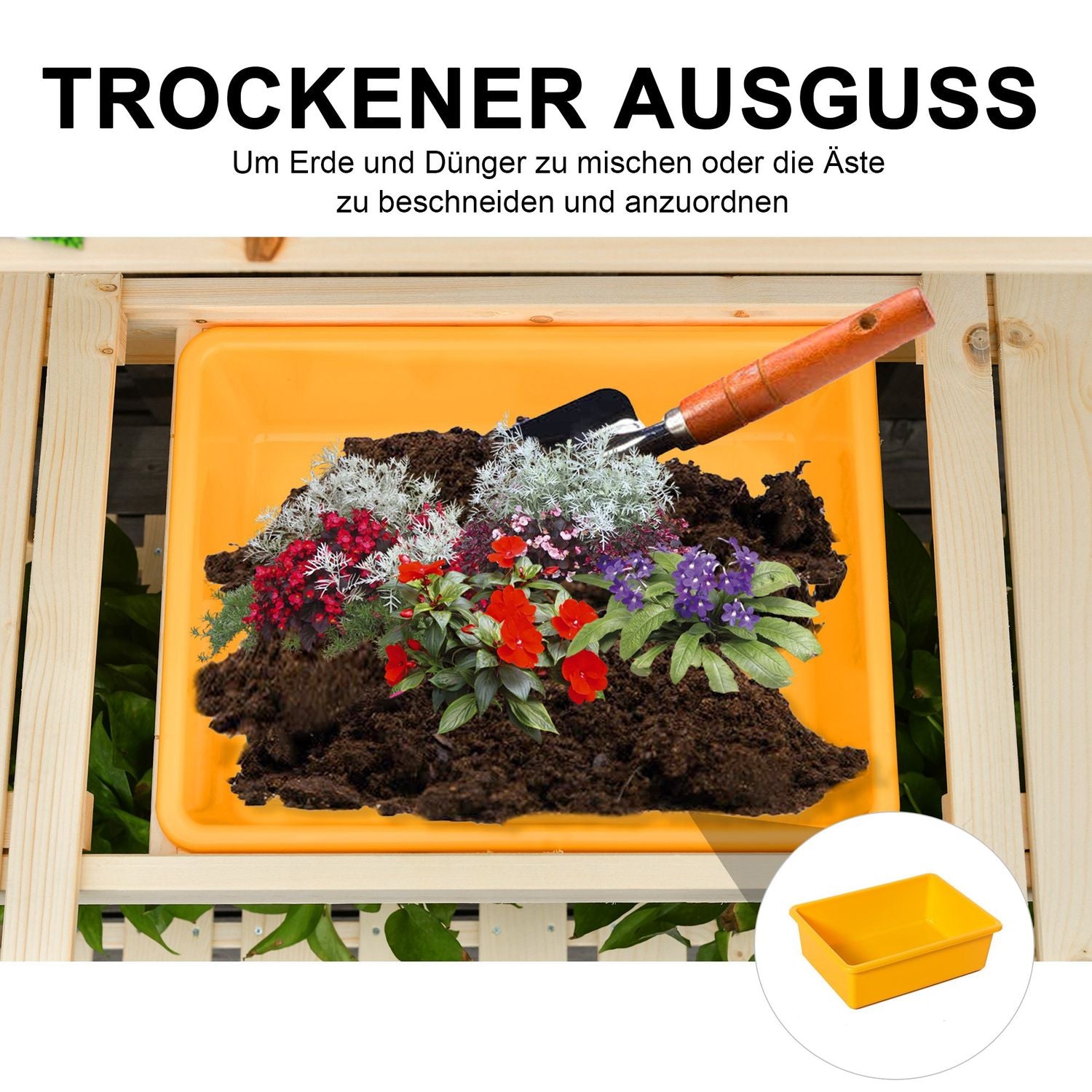 Justerbart granträ trädgårdsbord med krokar – 100x40x140 cm