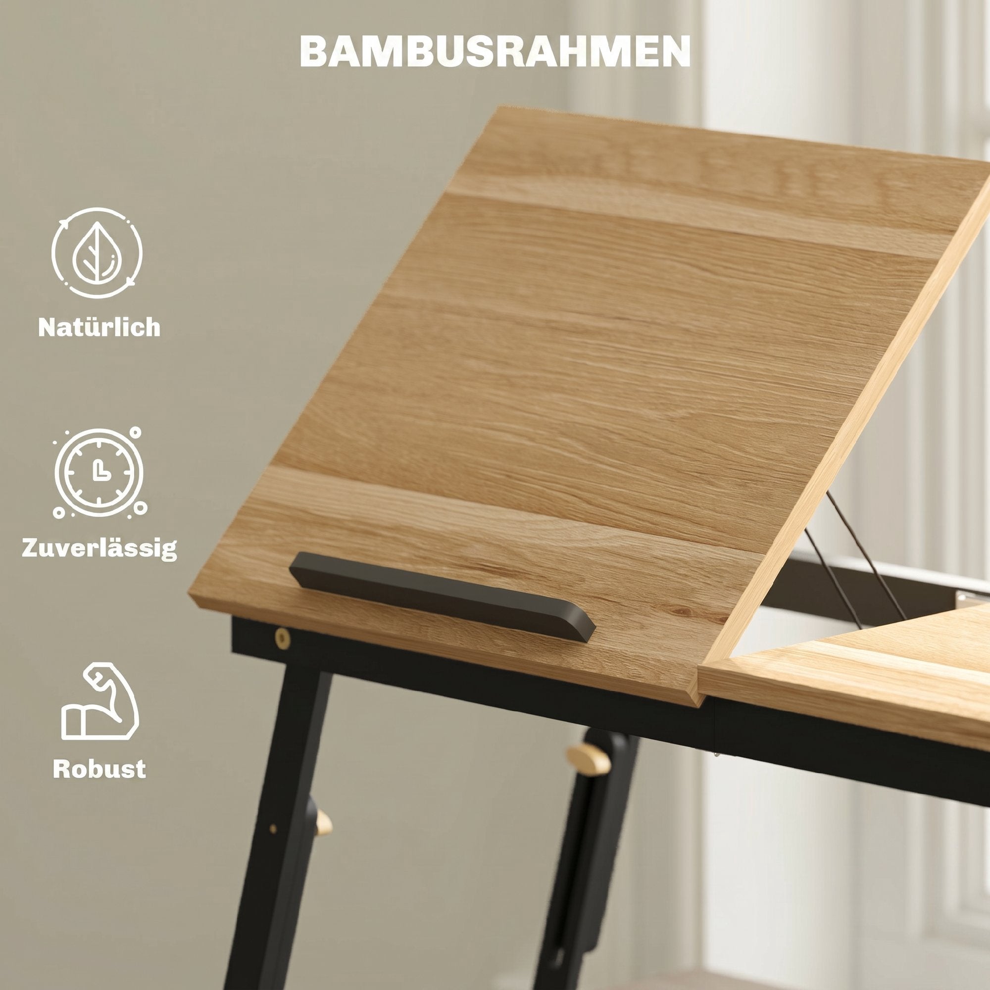 Justerbart laptop-sängbord med låda, hopfällbart