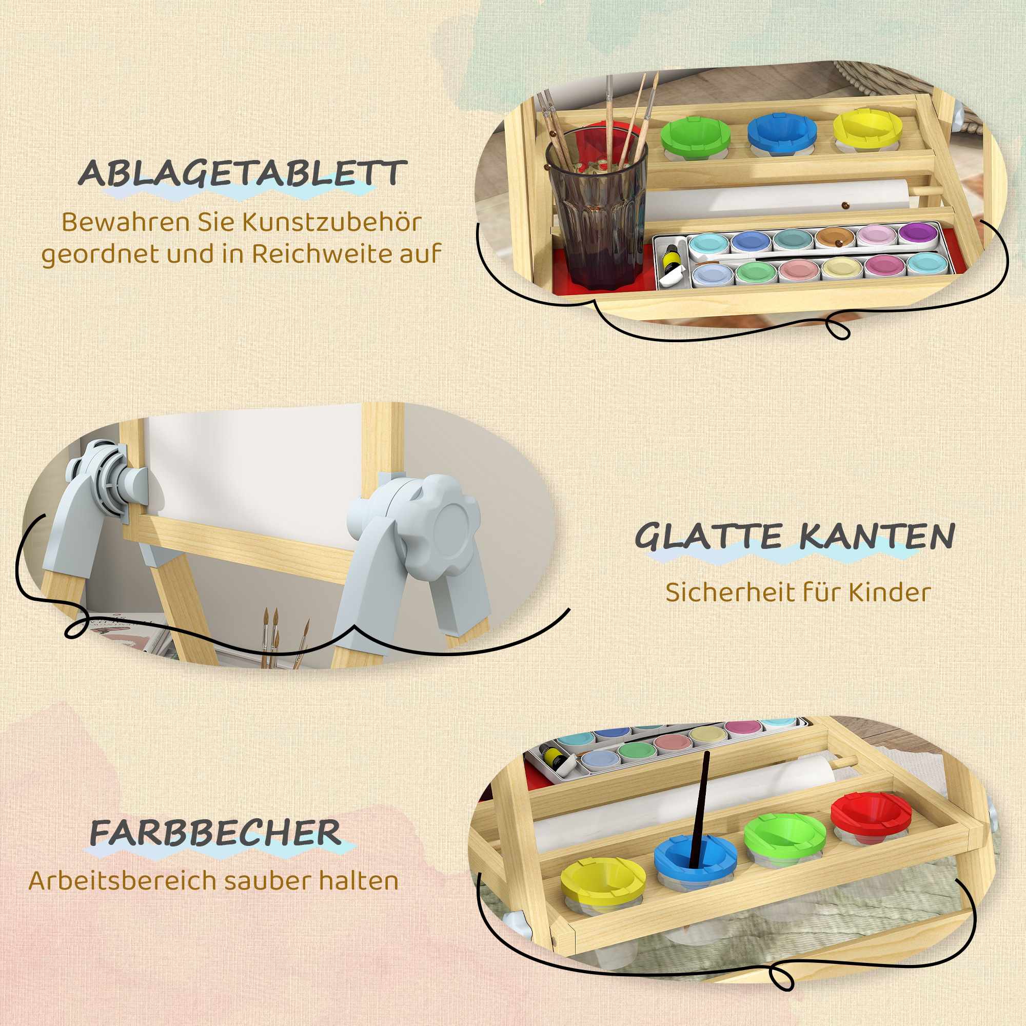 Justerbart trästaffili för barn med dubbelsidig bräda