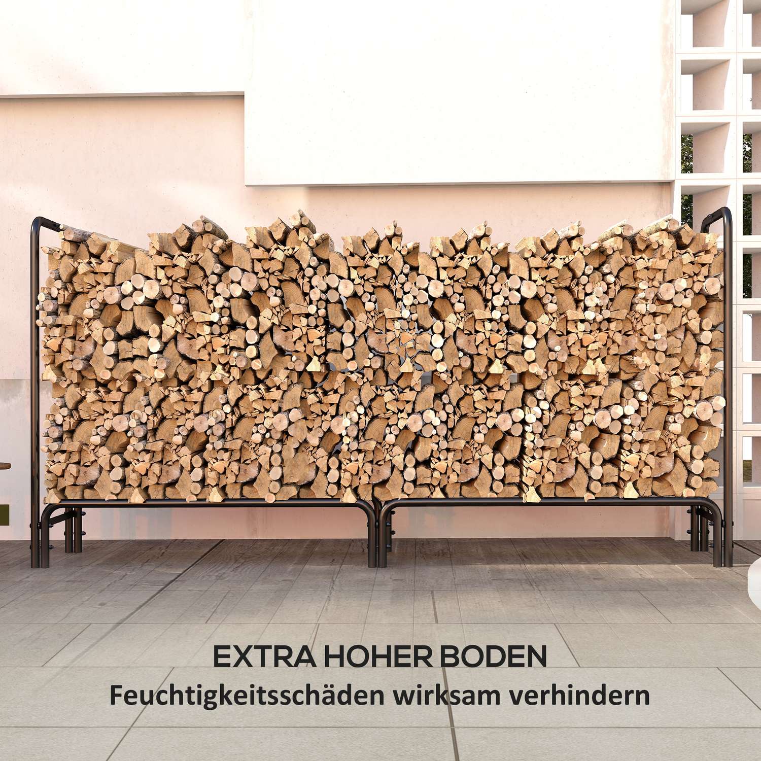 Nastavitelný kovový stojan na palivové dříví, 200x36x99 cm, s krytem