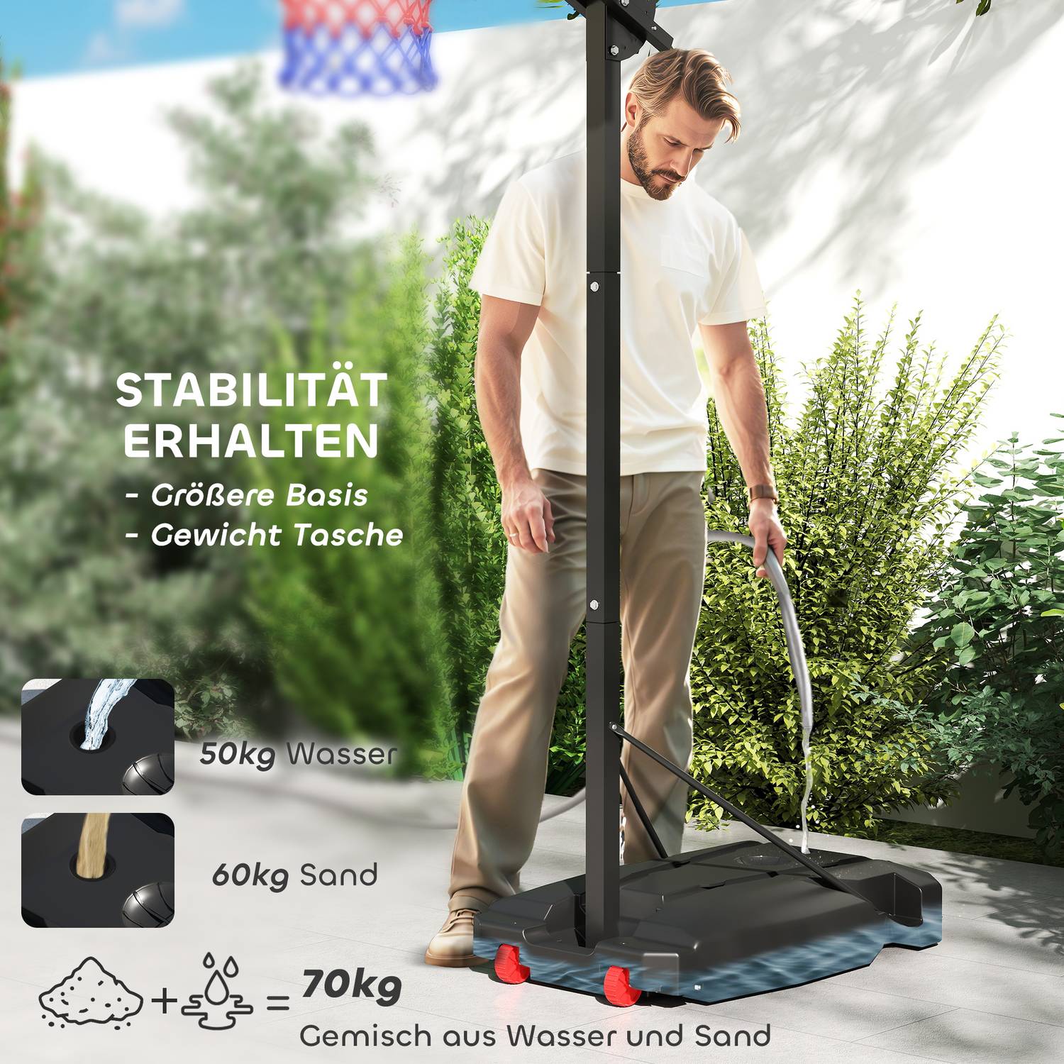 Nastavitelný venkovní basketbalový koš pro děti, 200–260 cm