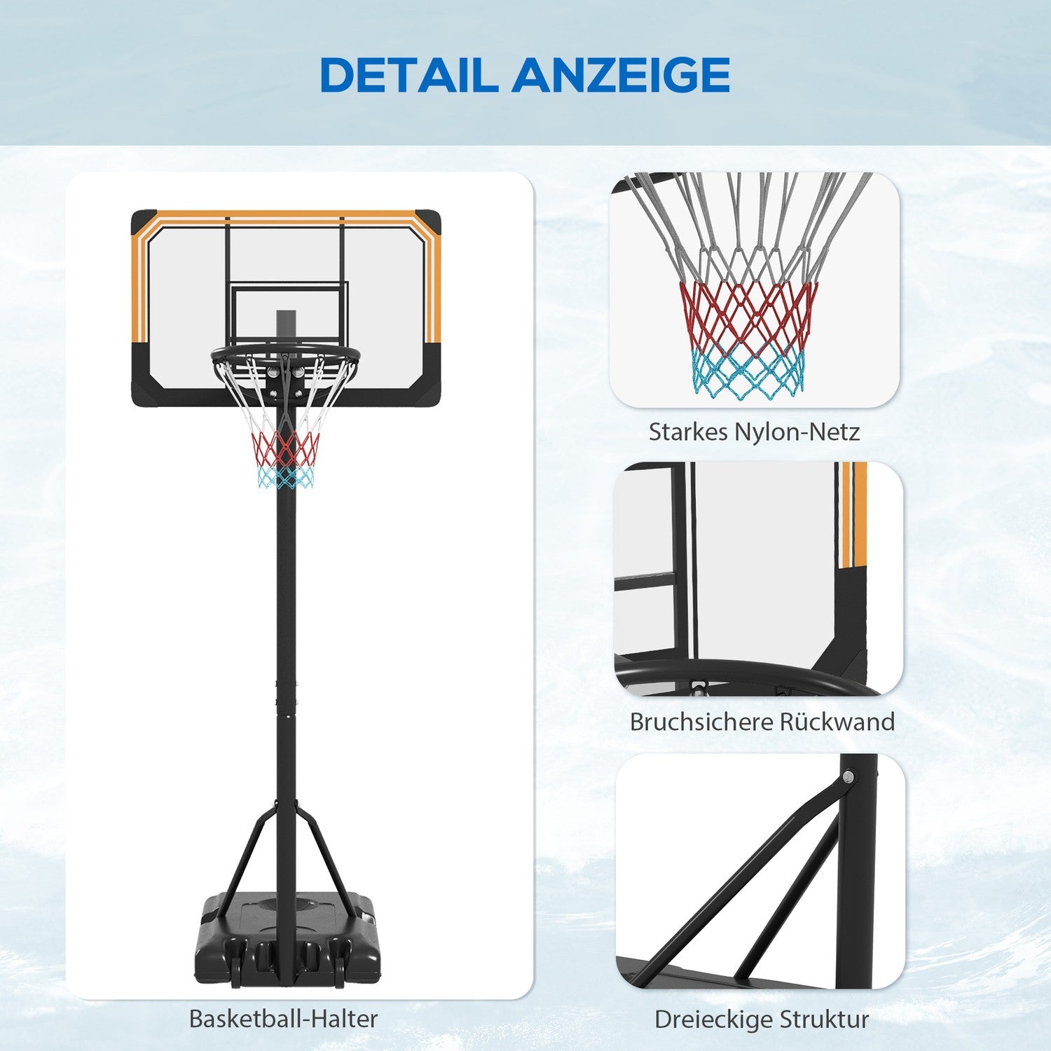 Nastavitelný venkovní basketbalový koš s kolečky – 182–213 cm