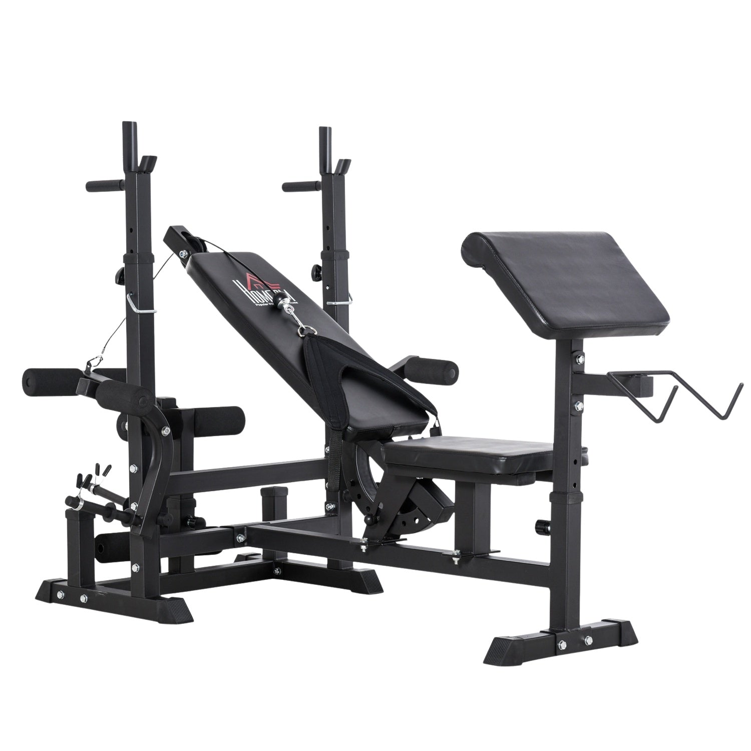 Justerbar viktbänk – skivstångsställ, stålram, multigym