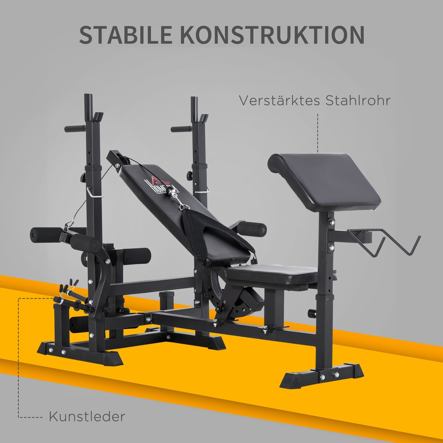Justerbar viktbänk – skivstångsställ, stålram, multigym
