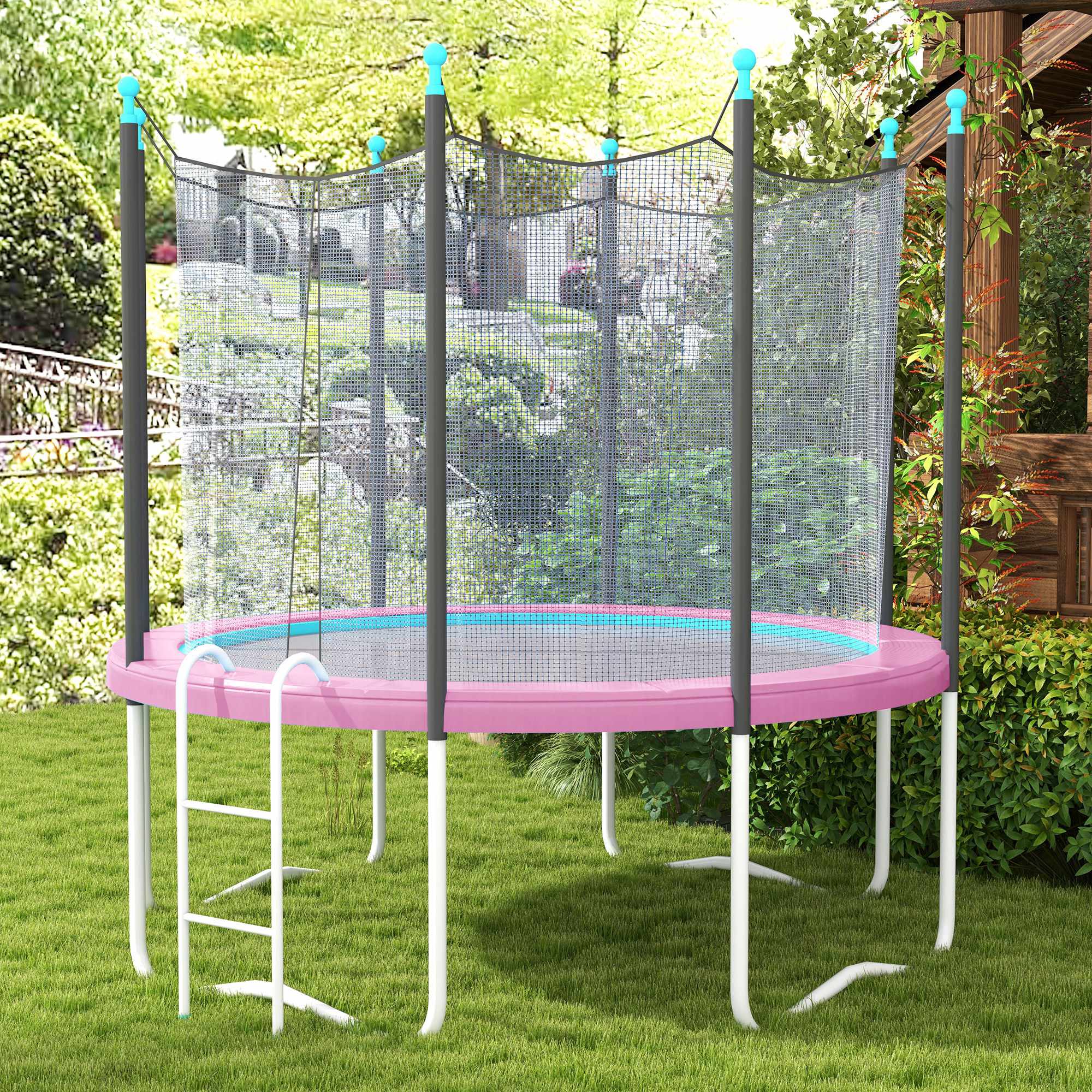 Kantskydd för studsmatta, vattentätt, rivningsbeständigt, 244 cm, rosa