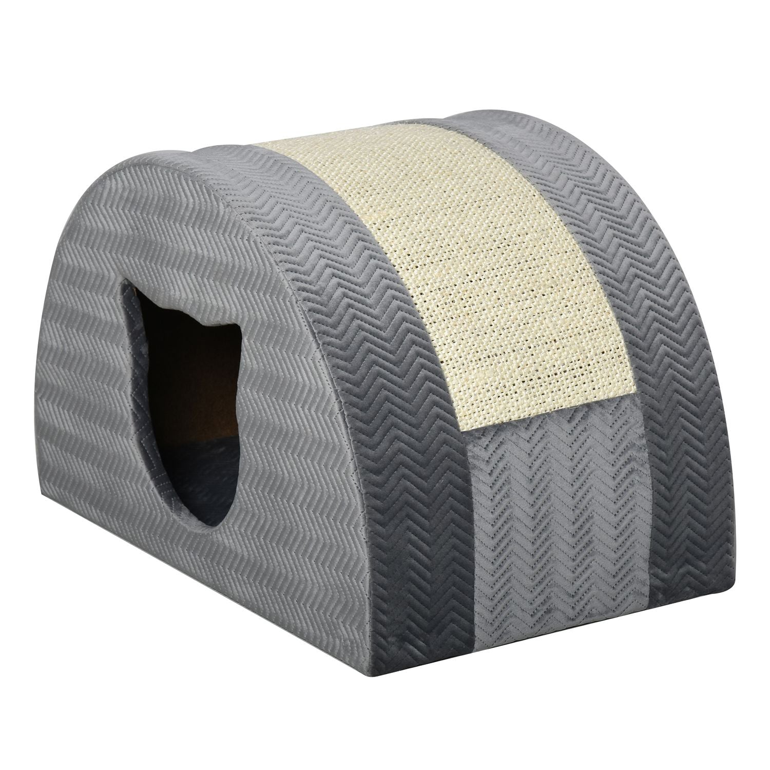 Katthus med skrapbräda, sisal, grå, 48,5x30x30 cm