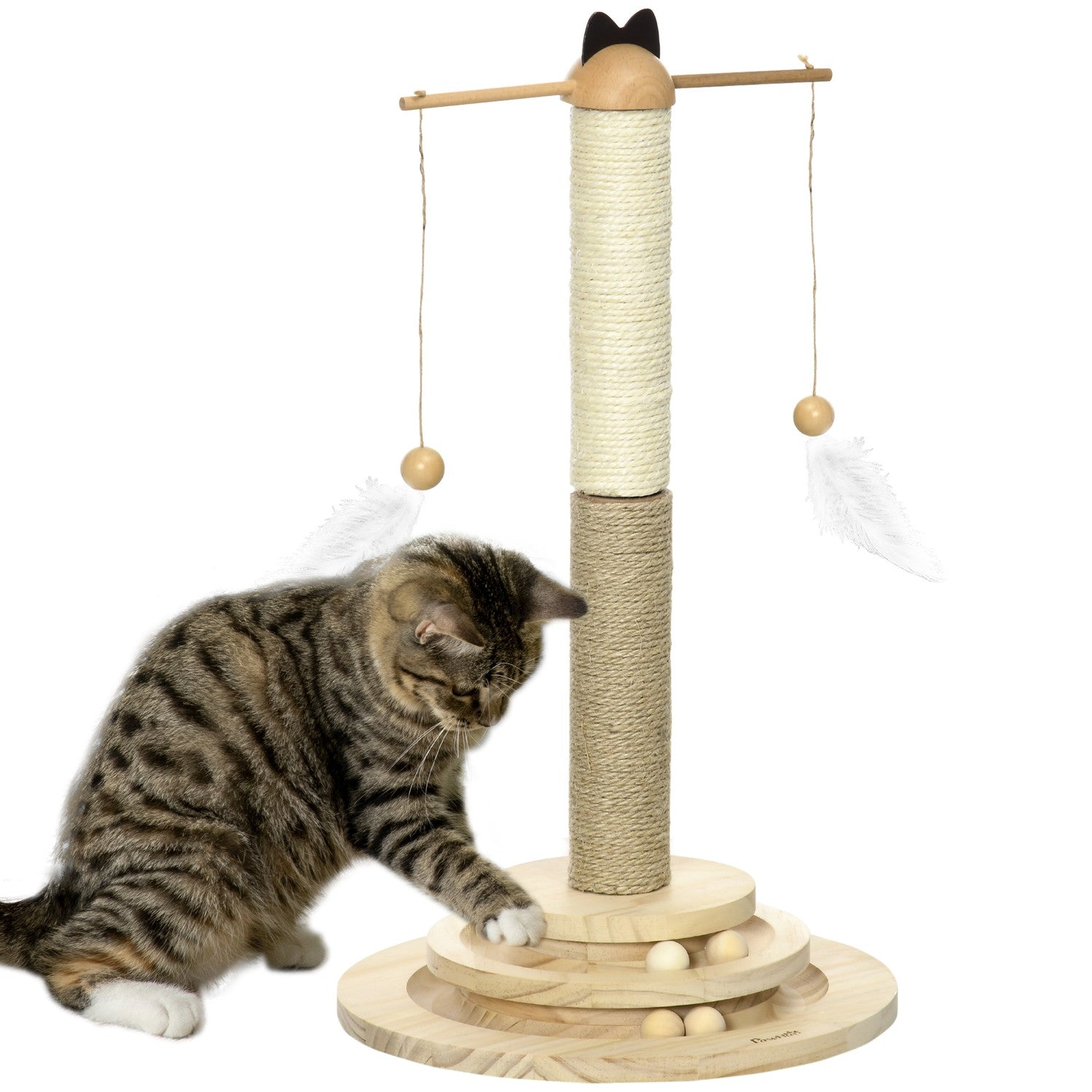 Kattklätterträd med skrapbräda & leksakskula, 56 cm