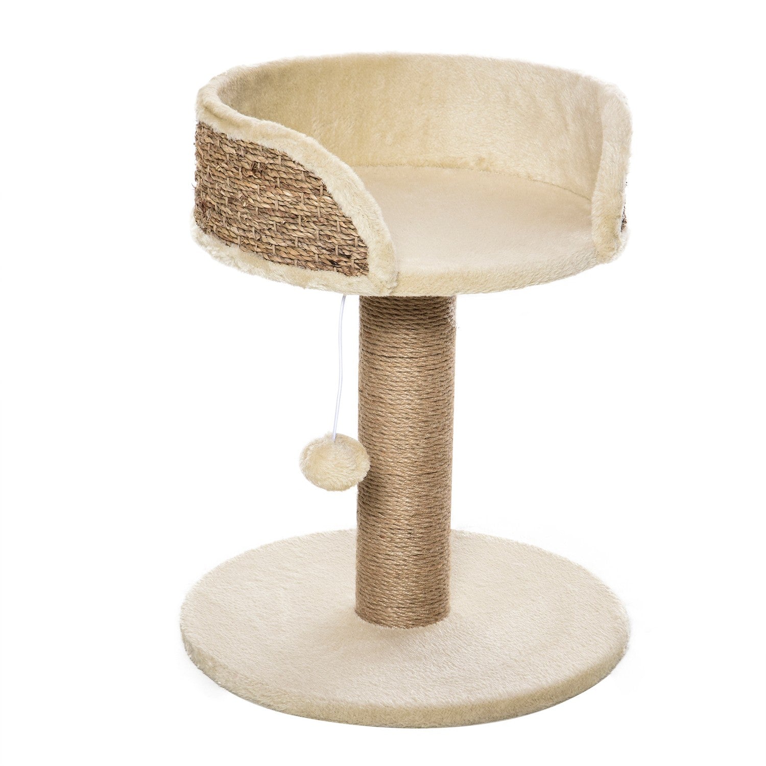 Kattskrapstolpe med jute och lekboll, 49 Cm