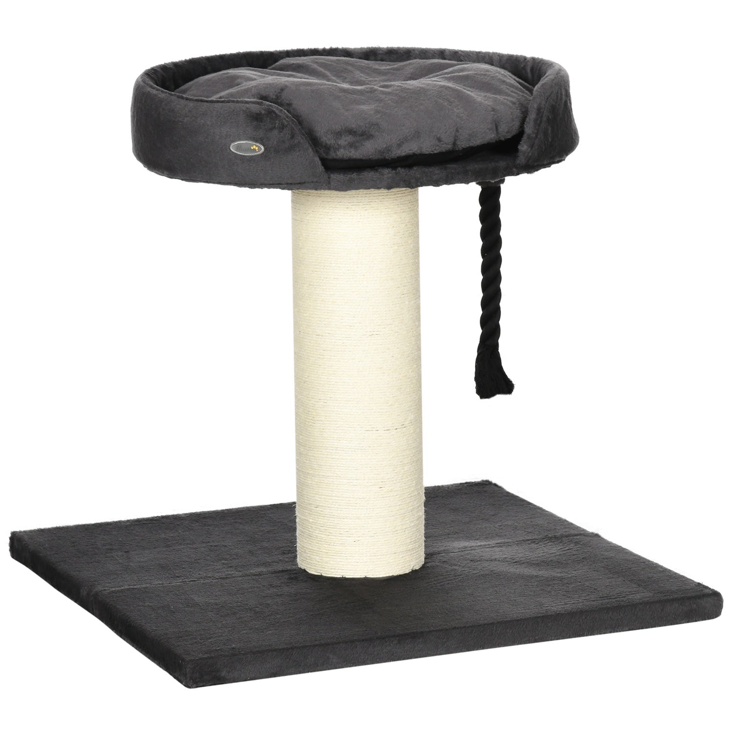 Kattskrapstolpe med säng och sisal, 78 cm, grå