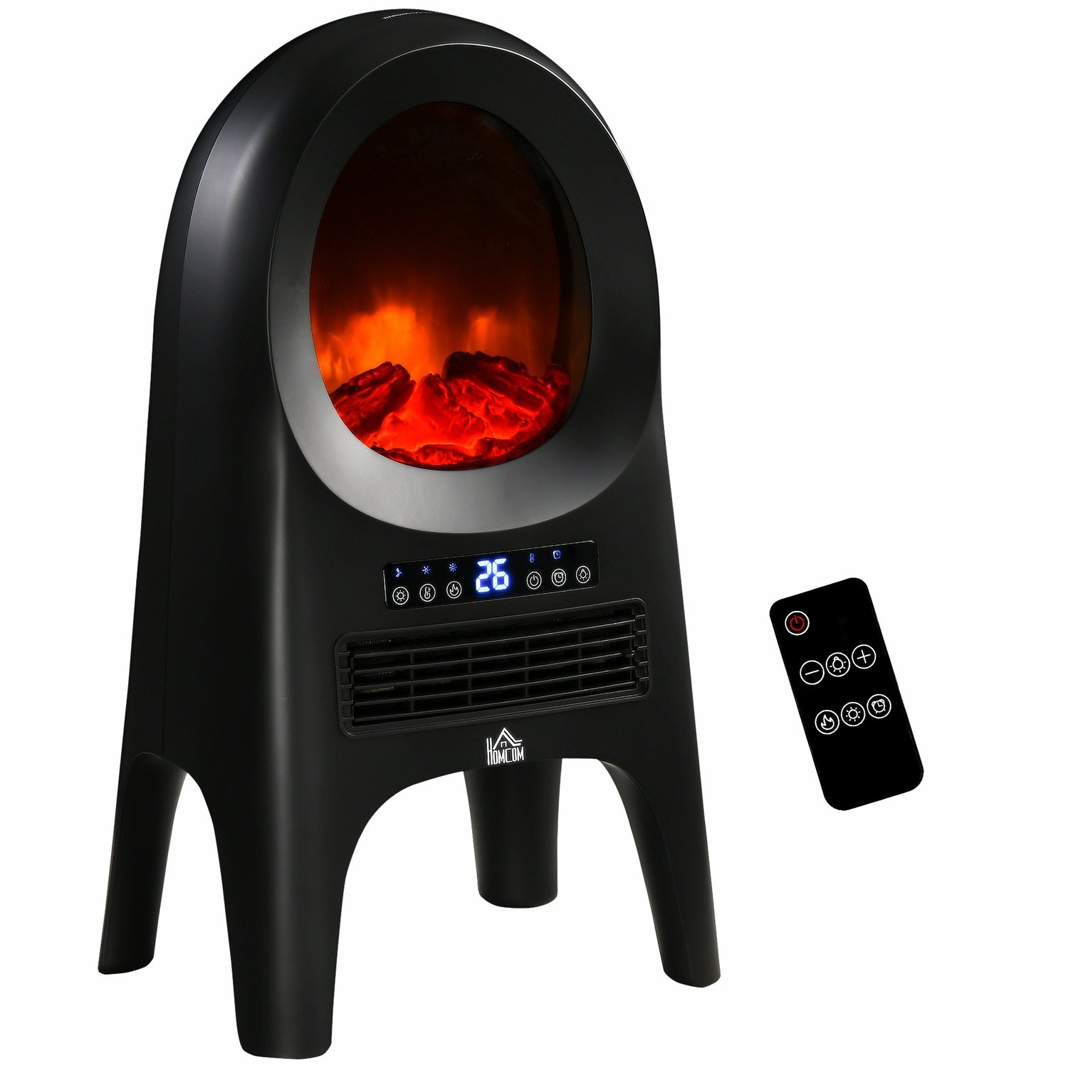 Keramisk värmefläkt, 2000W, LED Flames & Timer Remote
