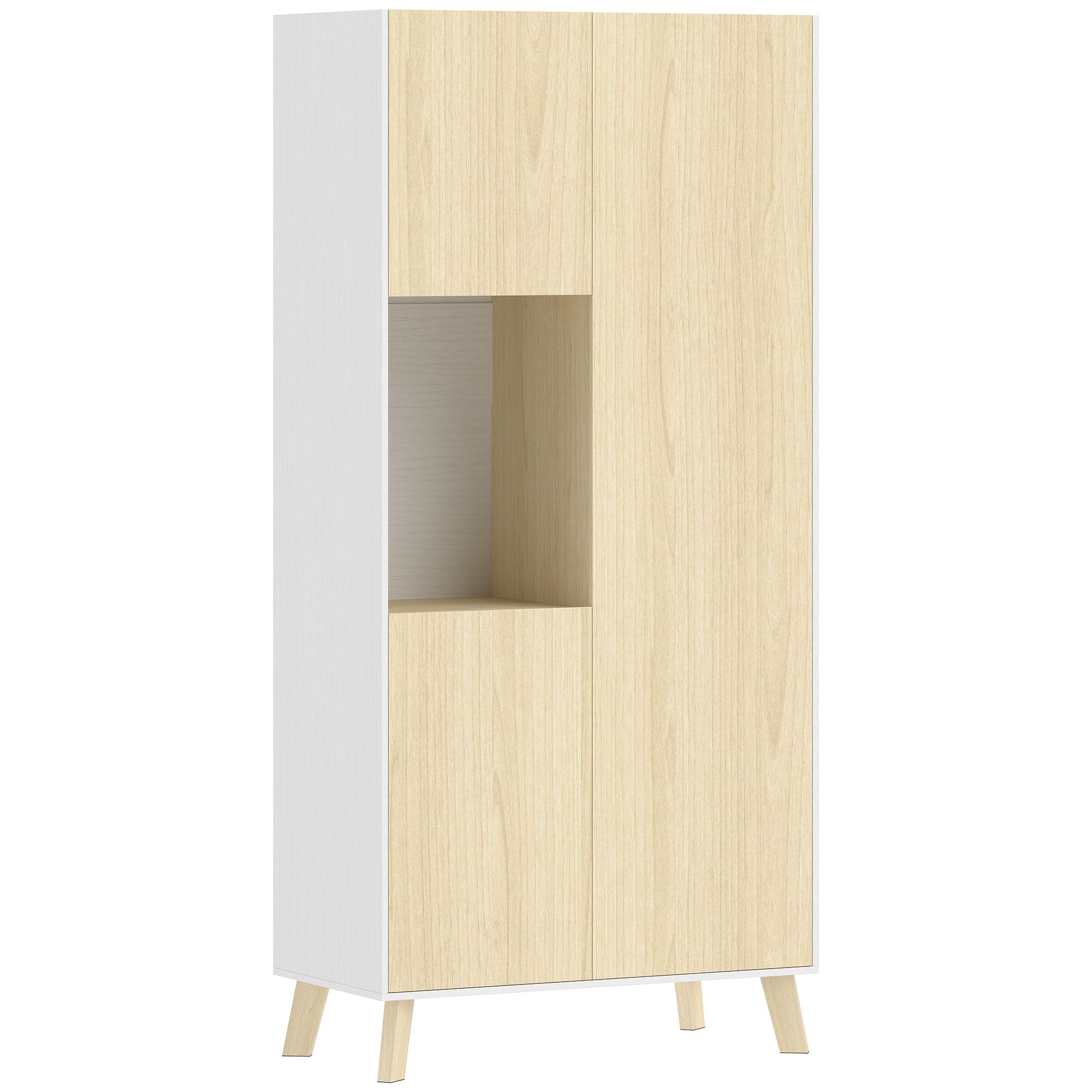 Köksskåp med justerbara hyllplan, 170 cm, naturträ