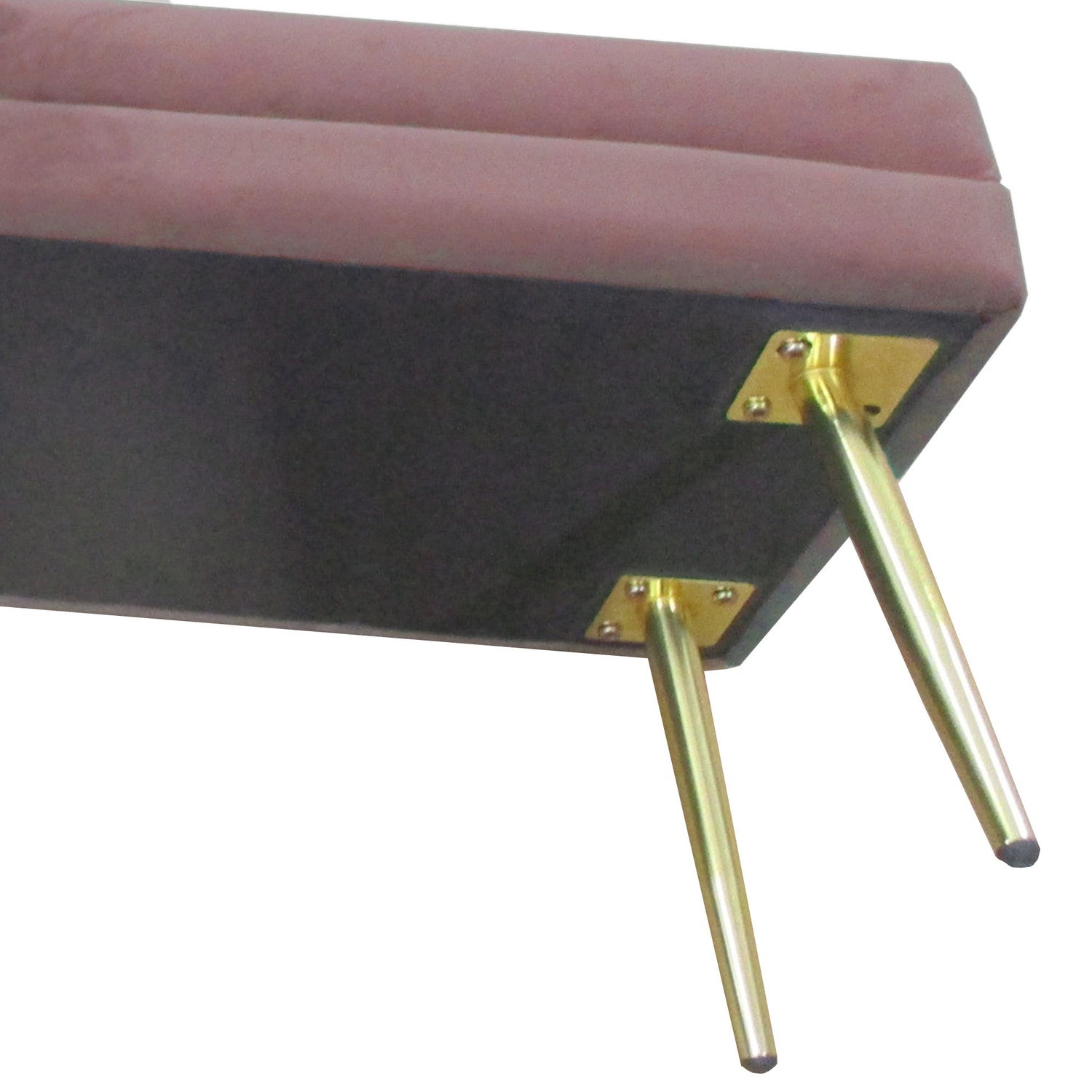 Klädd bänk med förvaringsutrymme, stål, 100 x 37,5 x 42 cm, rosa