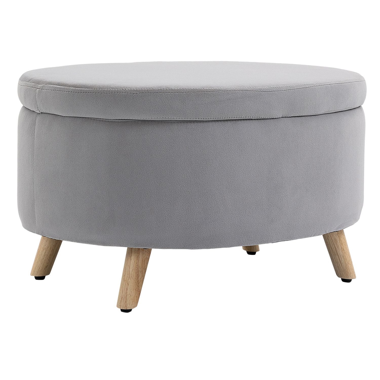 Klädd förvaringsbänk, oval form, ljusgrå