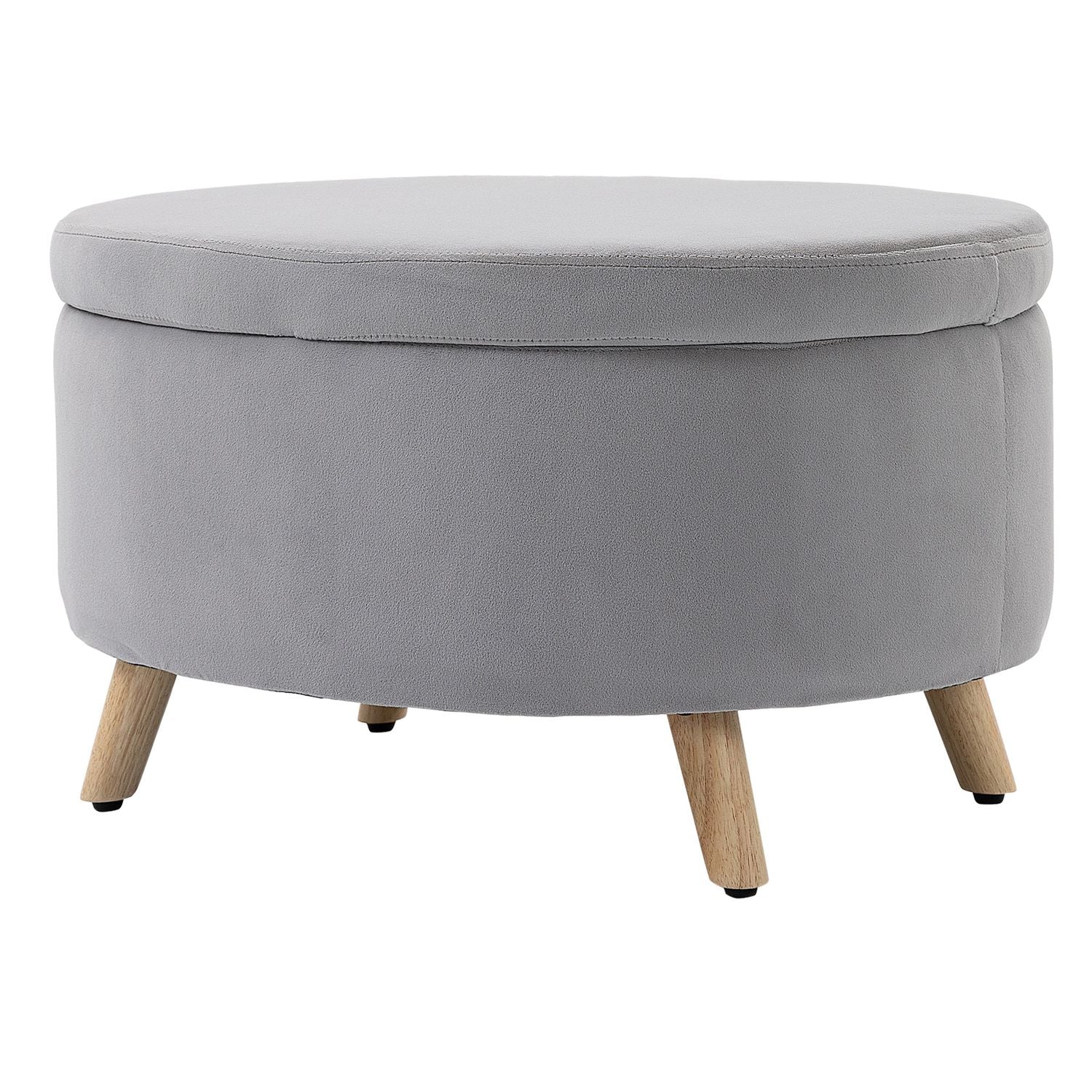 Klädd förvaringsbänk, oval form, ljusgrå