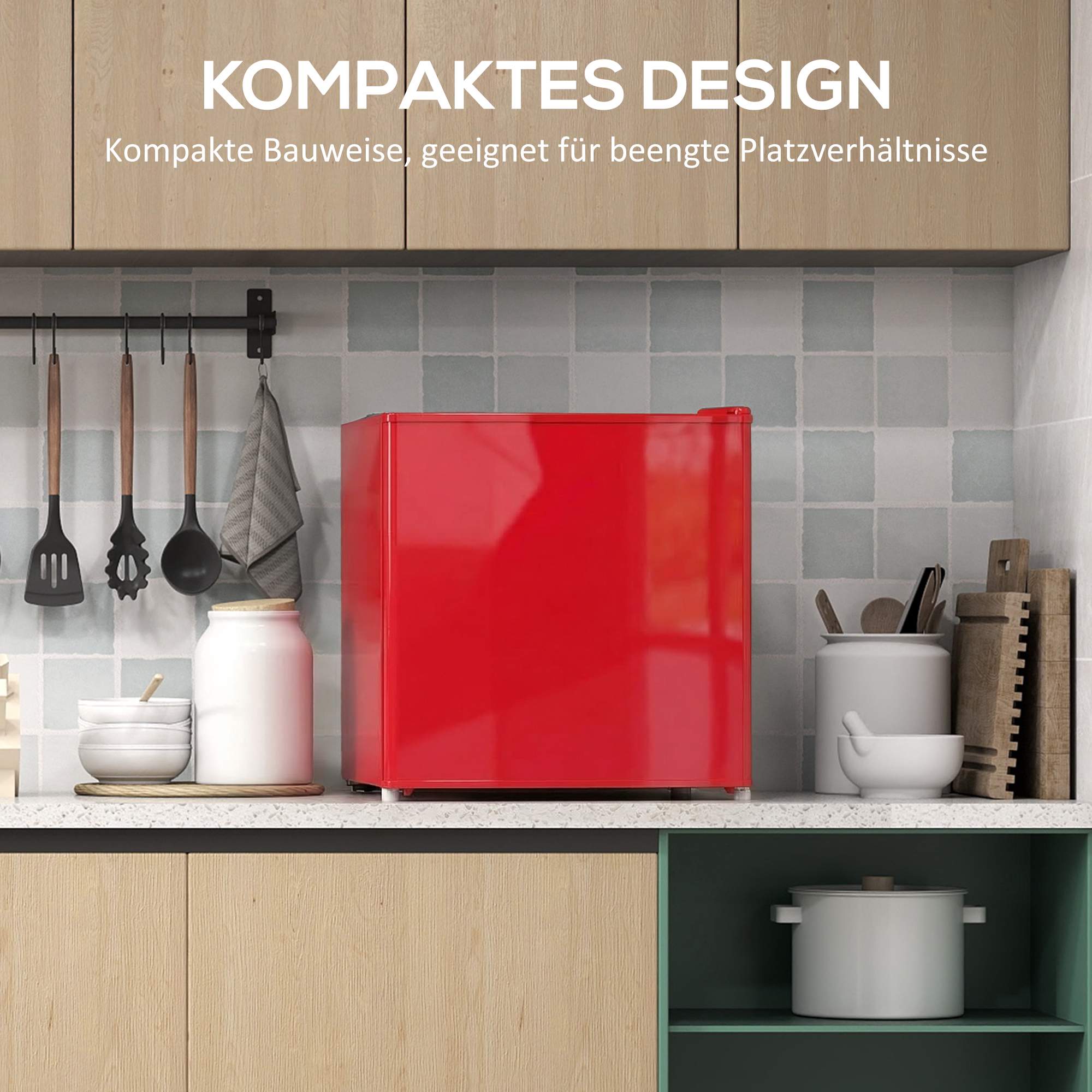 Kompakt 35L frys med vändbar dörr, röd