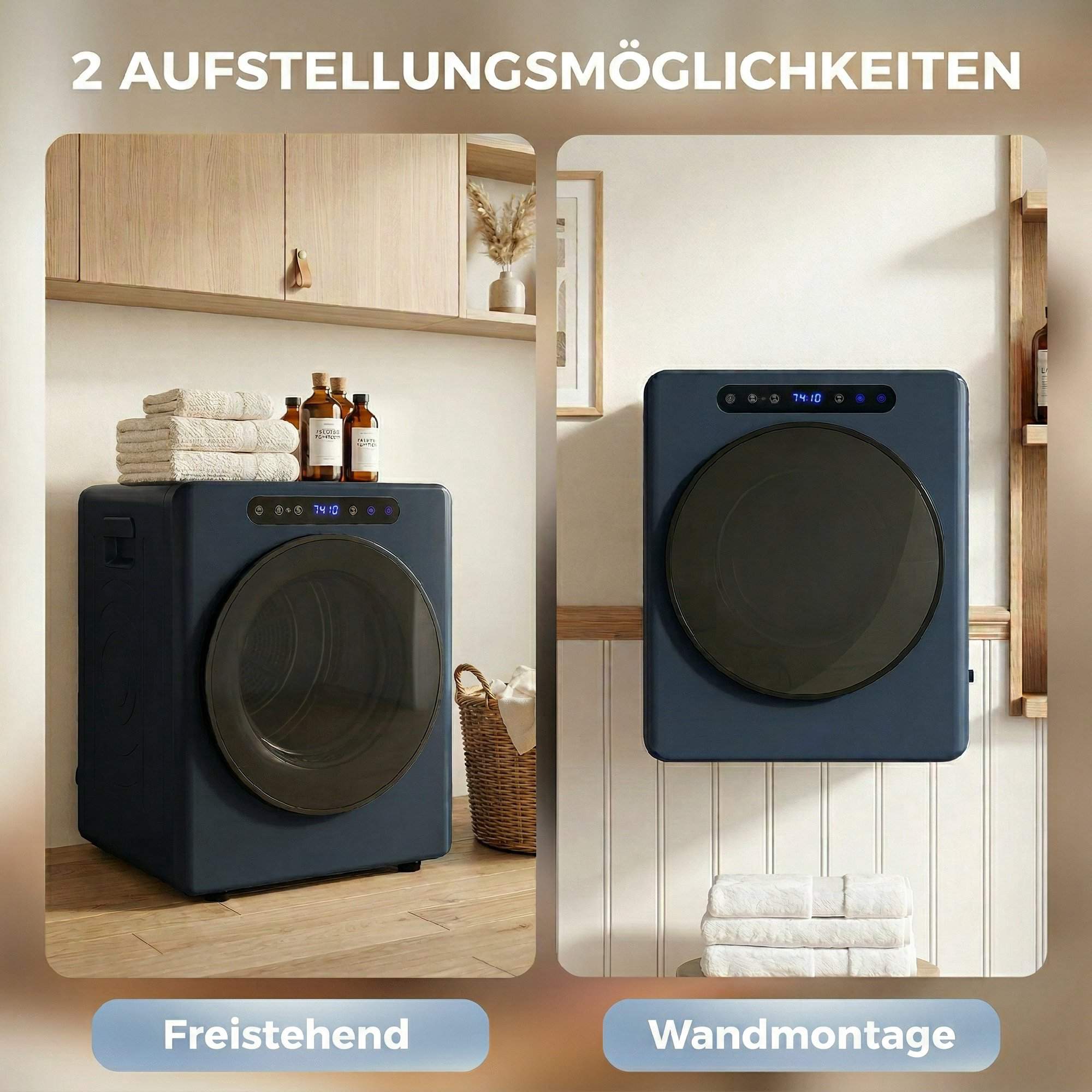 Kompakt 5 kg frontmatad torktumlare med rostfri trumma, 1000 W