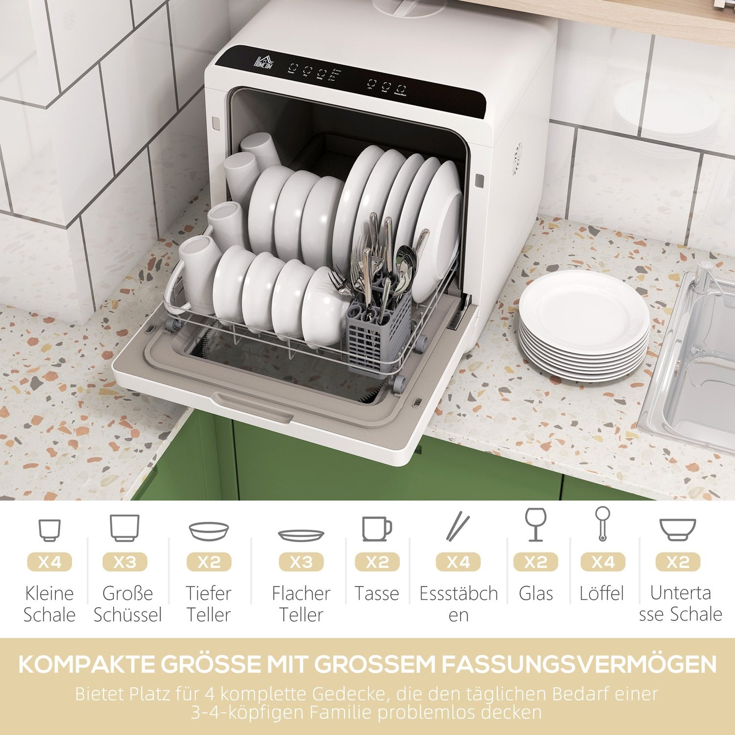 Kompaktní stolní myčka – 4 soupravy nádobí, 6 programů, vestavěná nádrž