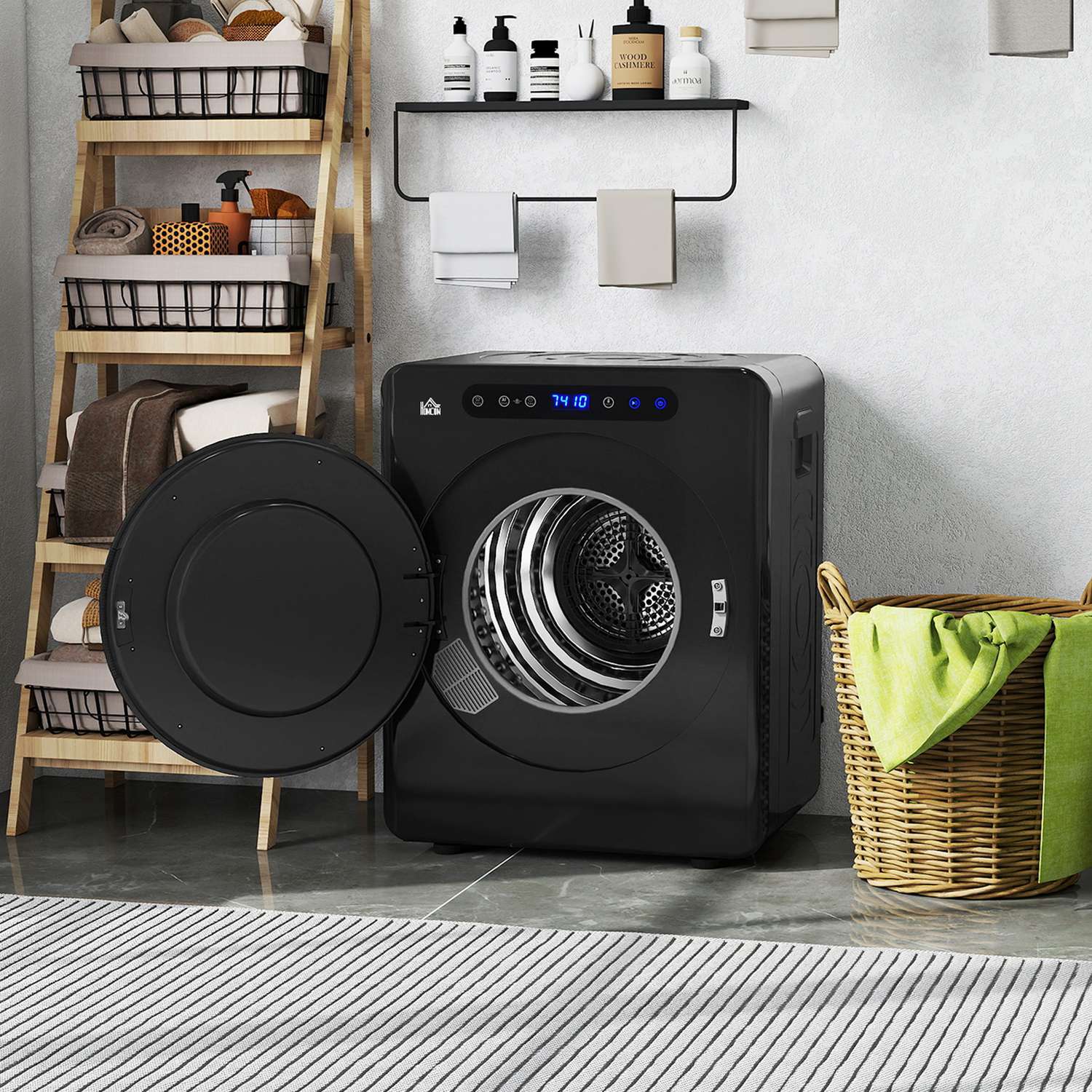 Kompakt torktumlare, 4 kg kapacitet, 6 program, svart