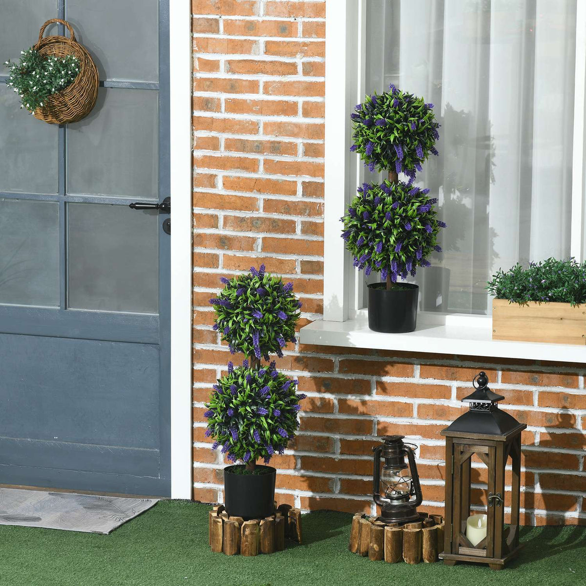 Sada 2 umělých rostlin – odolné proti UV záření, 70 cm, s levandulí