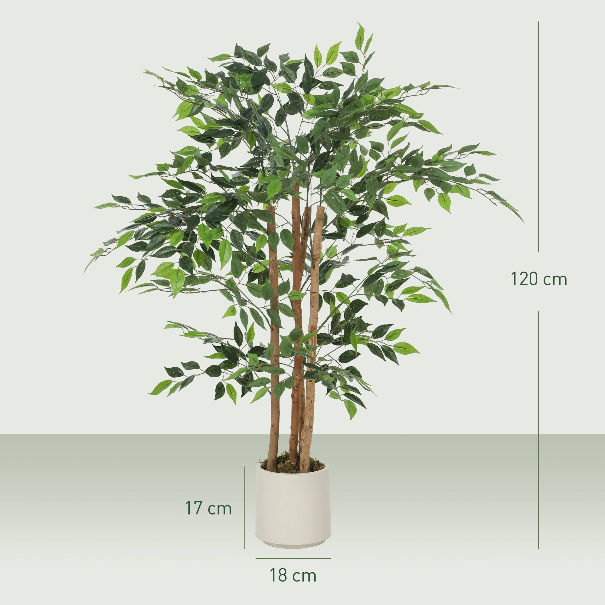 Konstgjord banyanträd 120 cm, massiv trästam