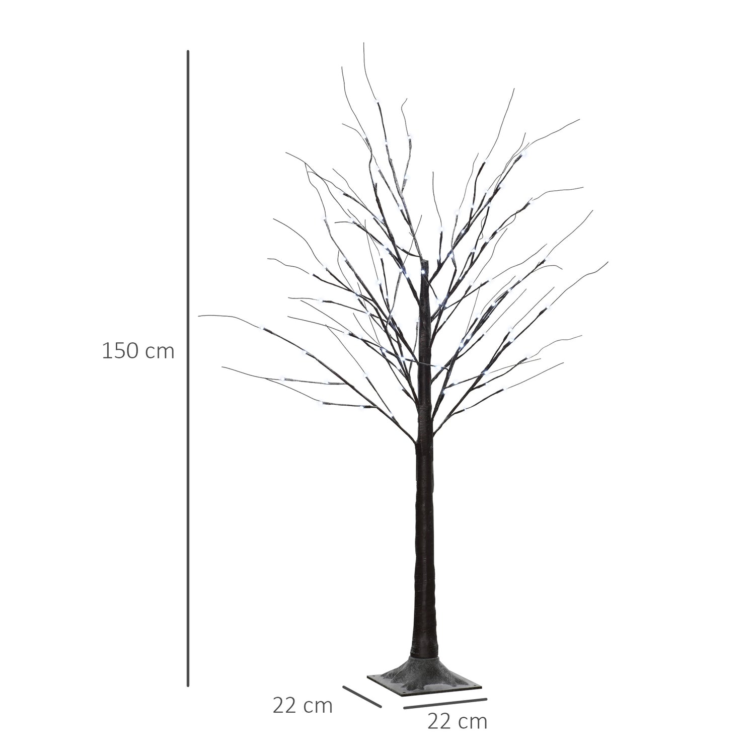 Umělá bříza, 150 cm – LED osvětlení a sníh