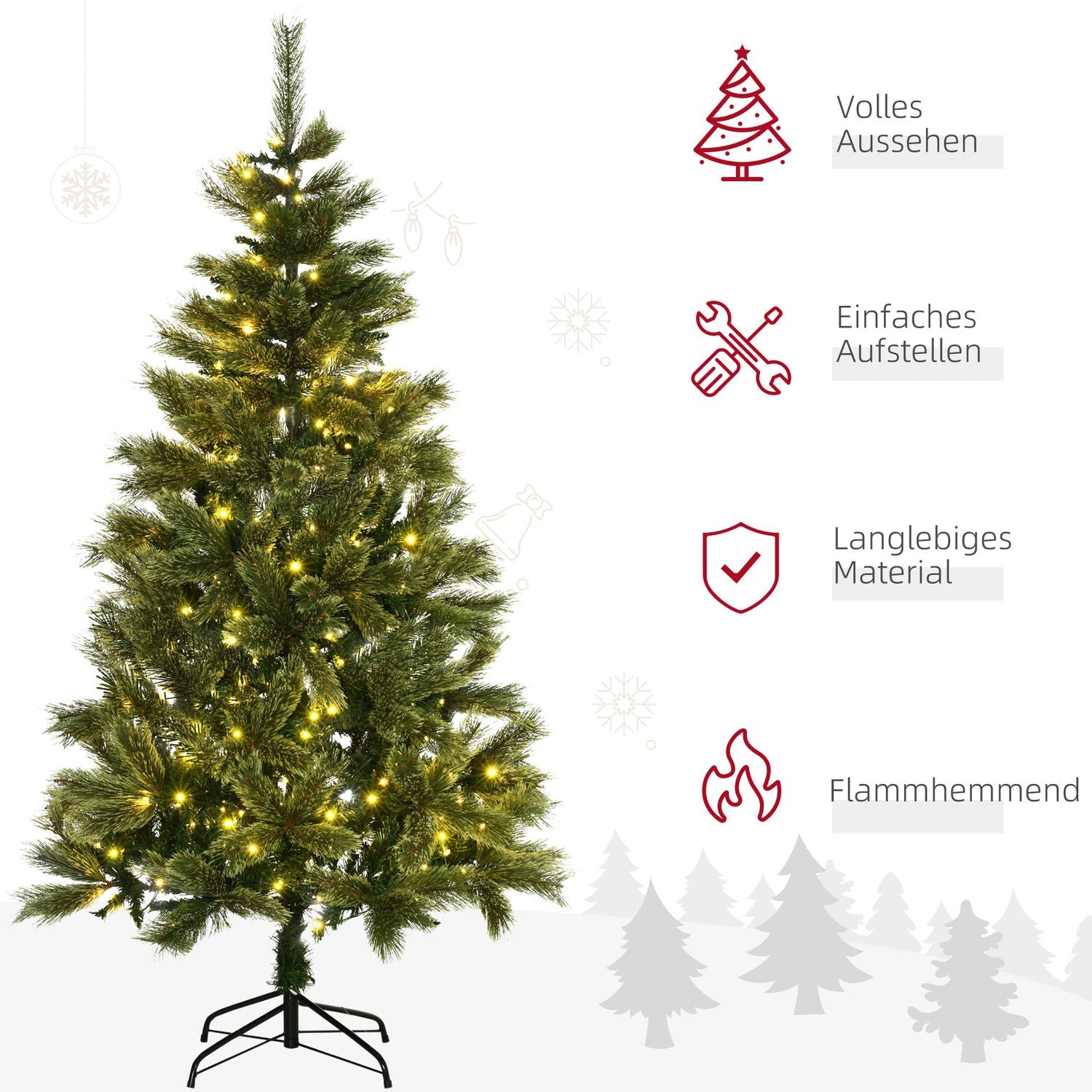 Konstgjord julgran 180cm, 586 tips, 240 LED-lampor