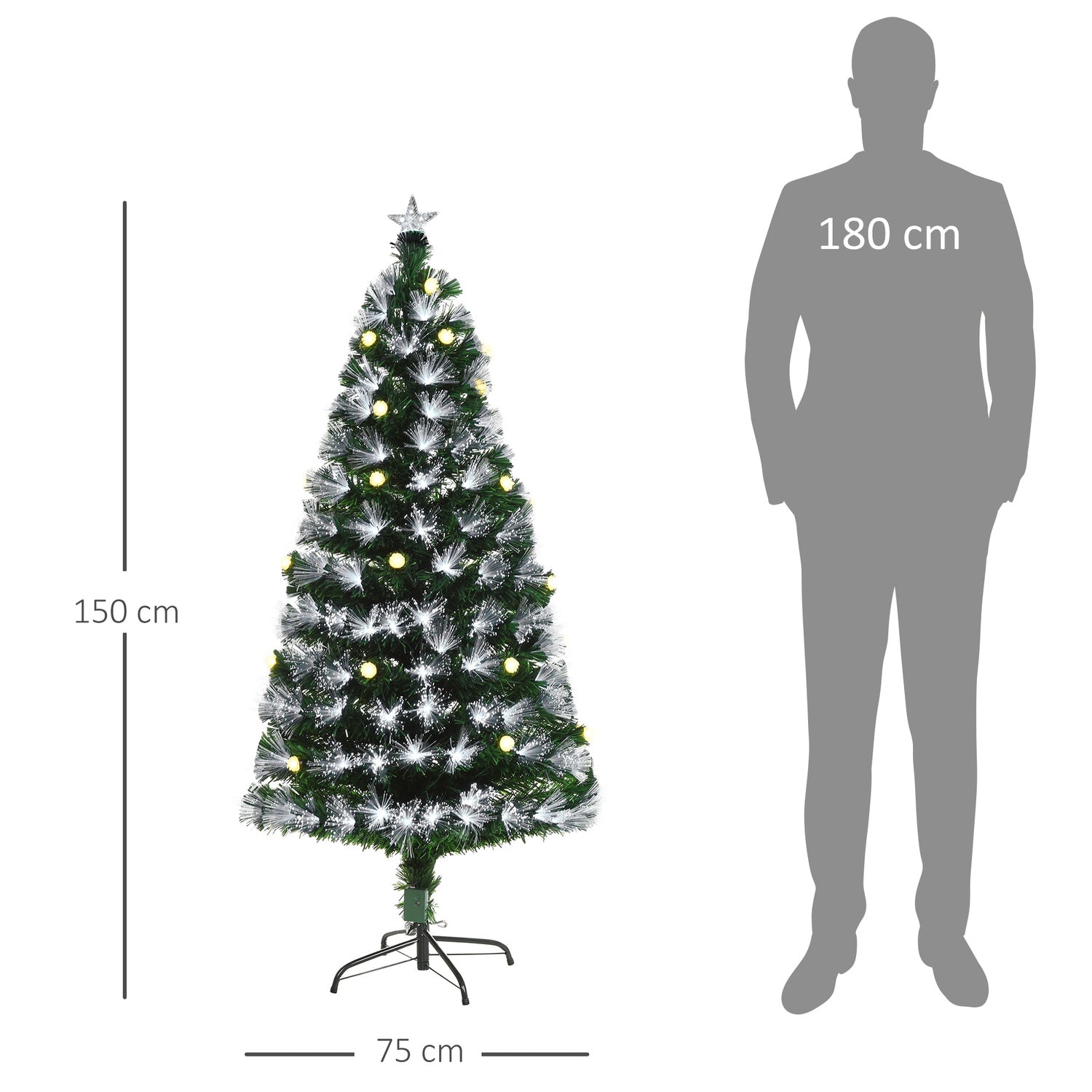 Konstgjord julgran med fjärrkontroll LED, 150cm, Grön/Vit