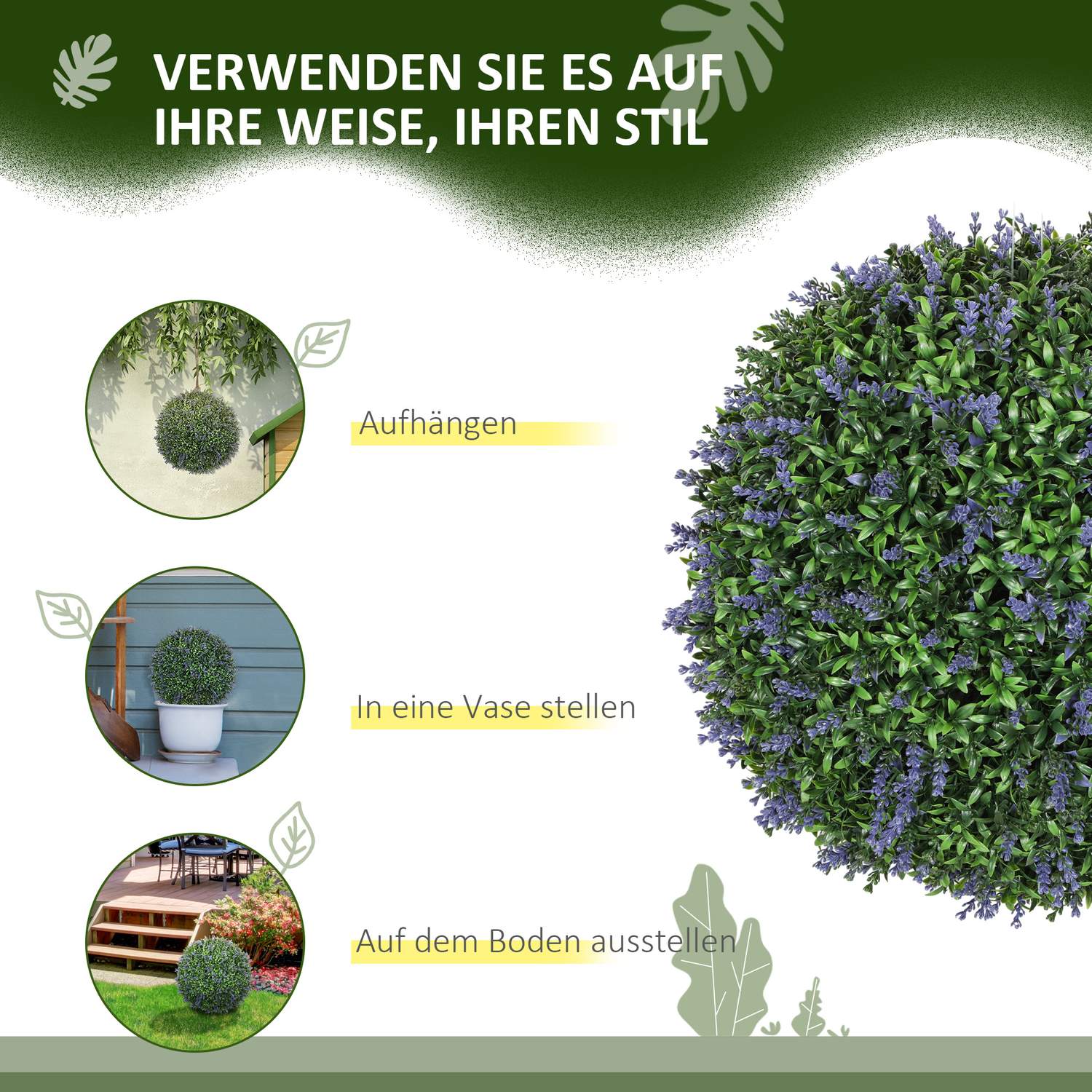 Umělá levandule: 42cm kulovitá rostlina pro domácnost a kancelář
