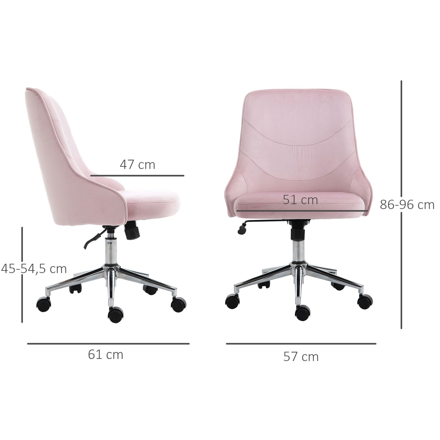 Kontorsstol i sammet med rockerfunktion, rosa, soho-stil